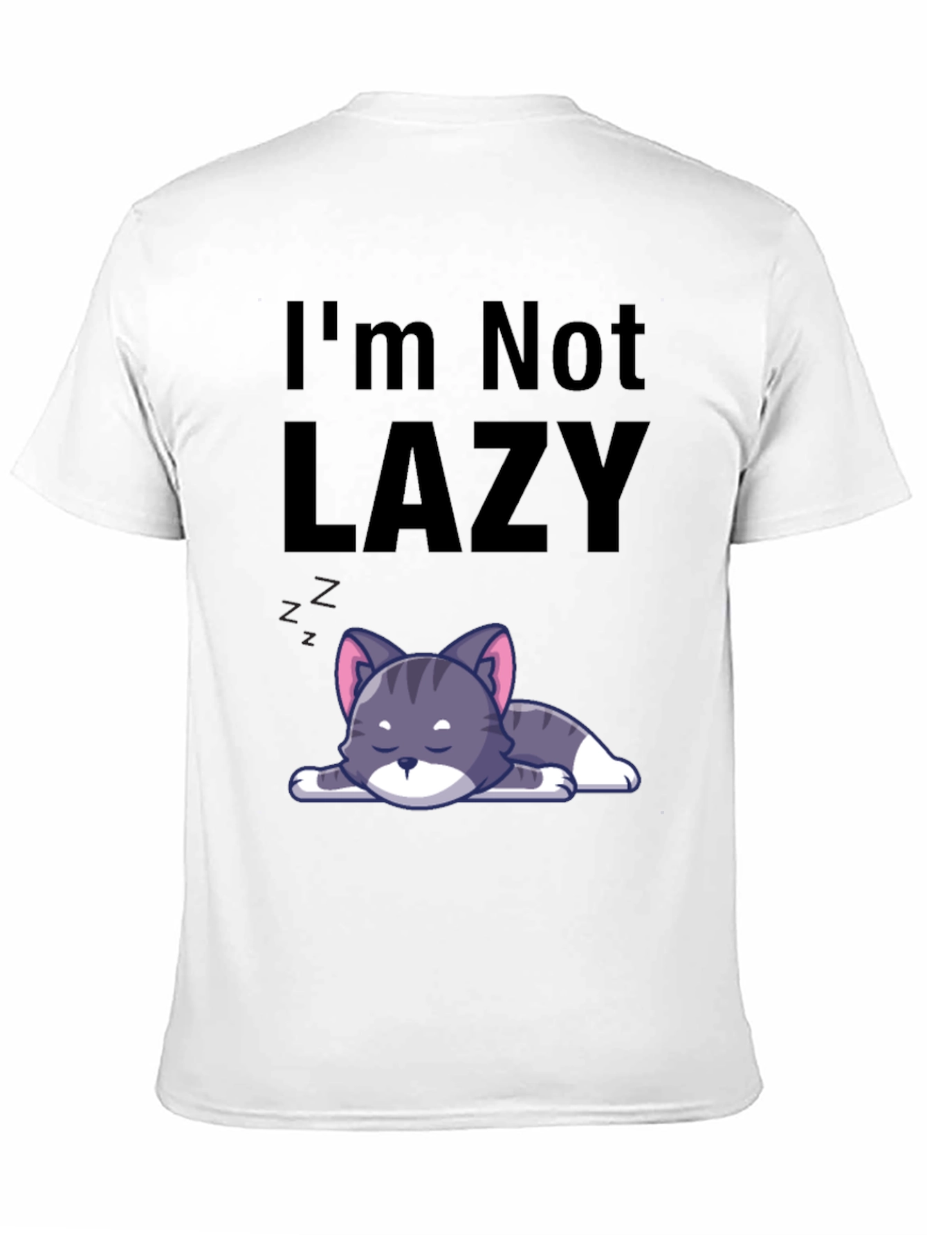 Black I'm Not Lazy Cat T-Shirt - Comfortable Cotton Blend view 11
