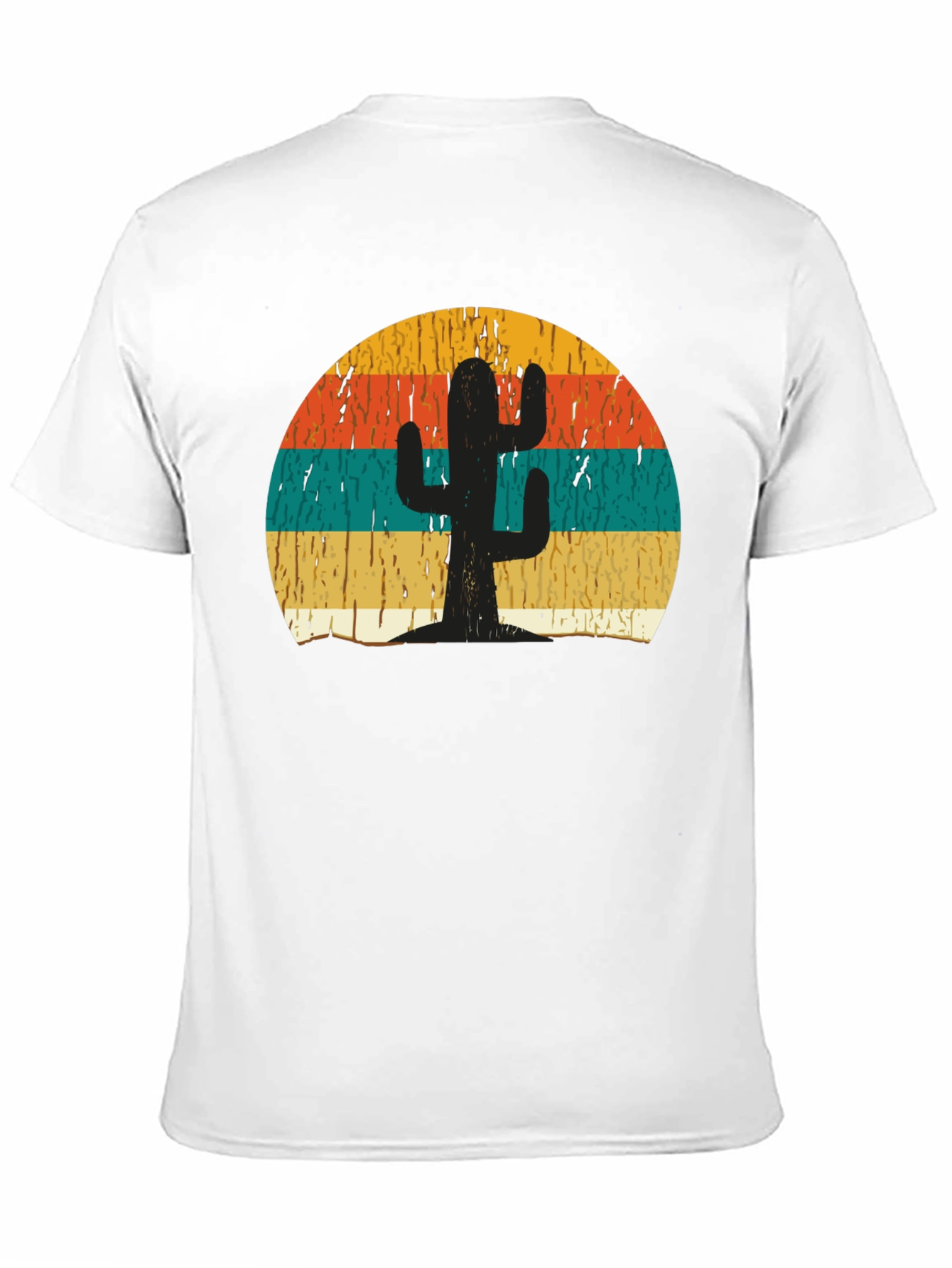 Black Retro Cactus Sunset Graphic T-Shirt view 11