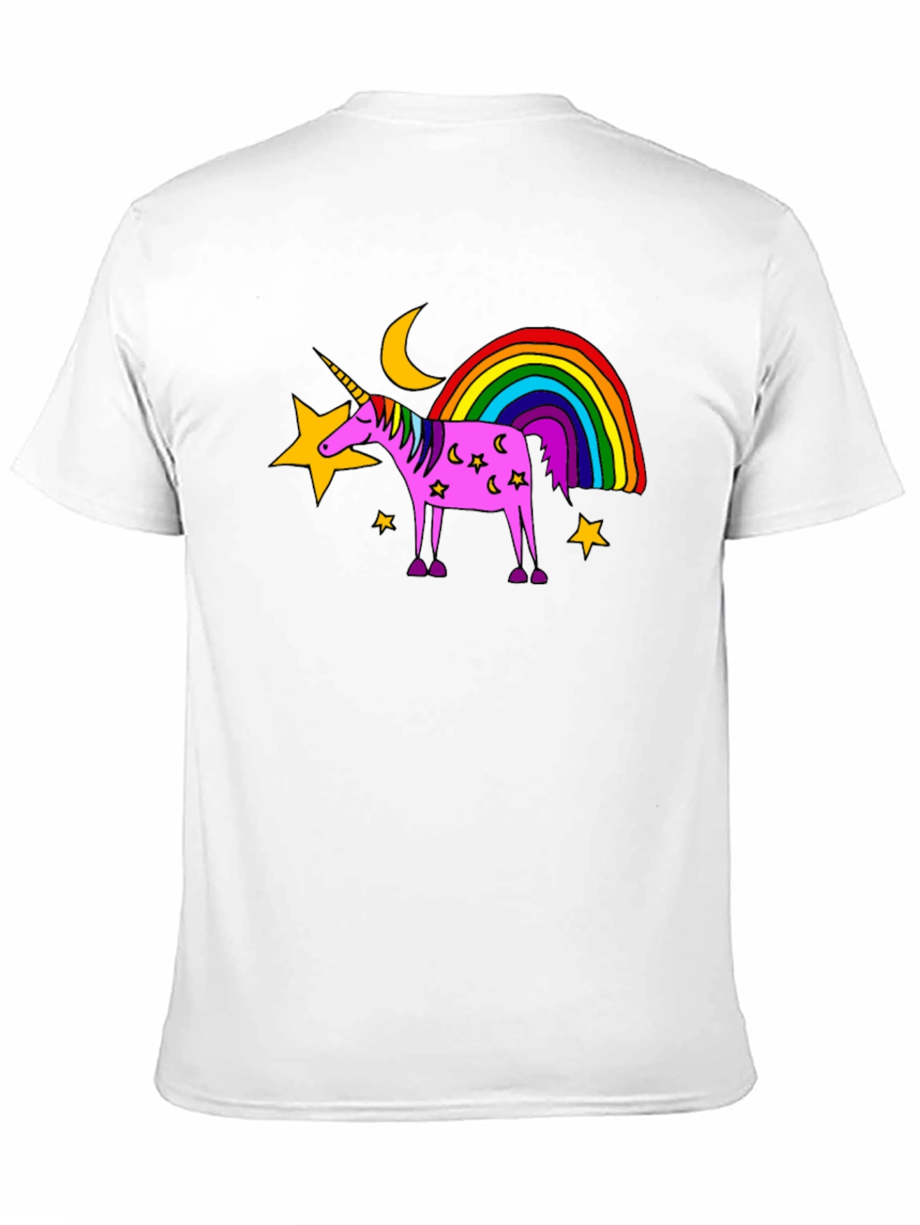 Black Unicorn Rainbow Graphic Tee - Black Cotton Casual Shirt view 11