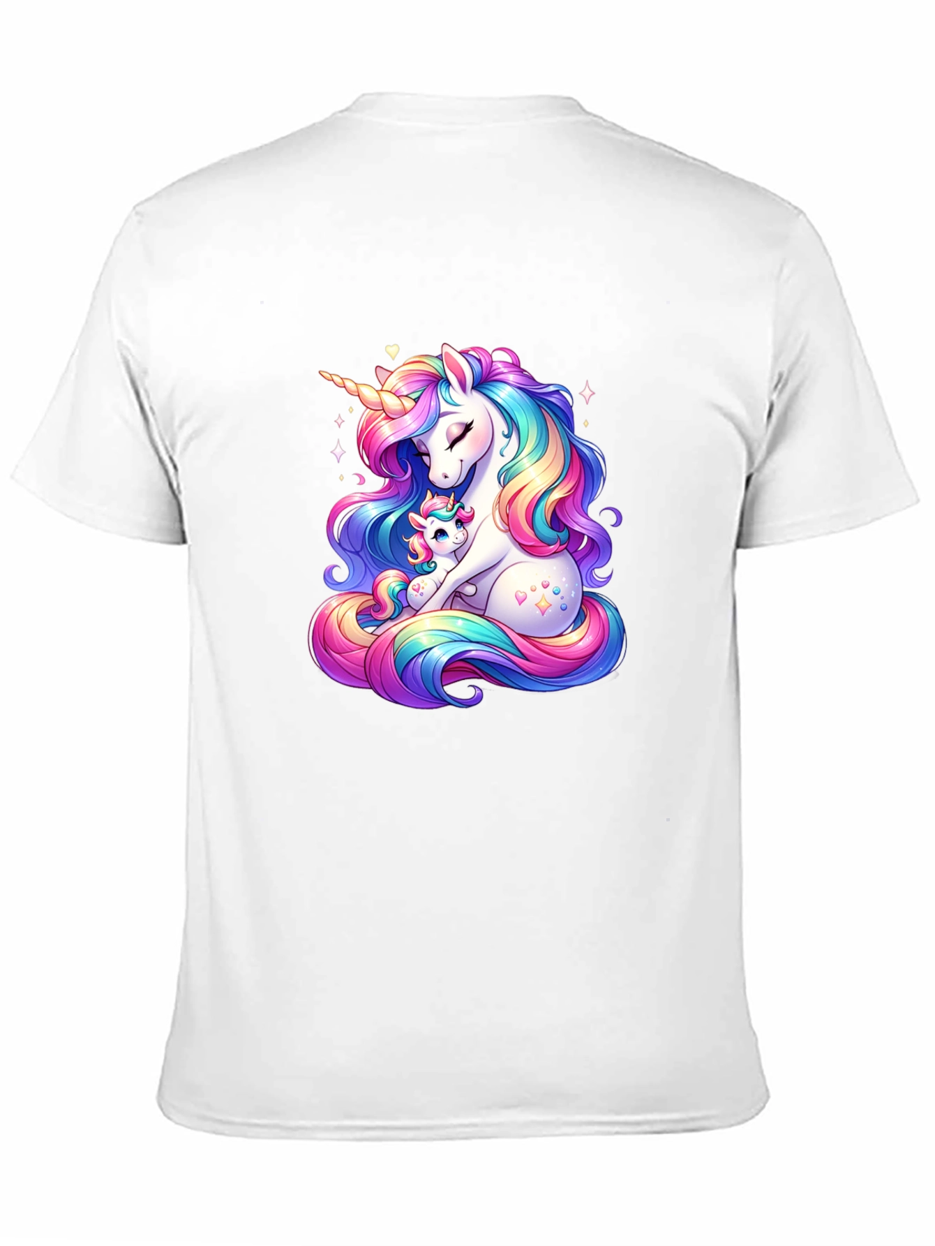 Black Unicorn Mom and Baby Black T-Shirt view 11