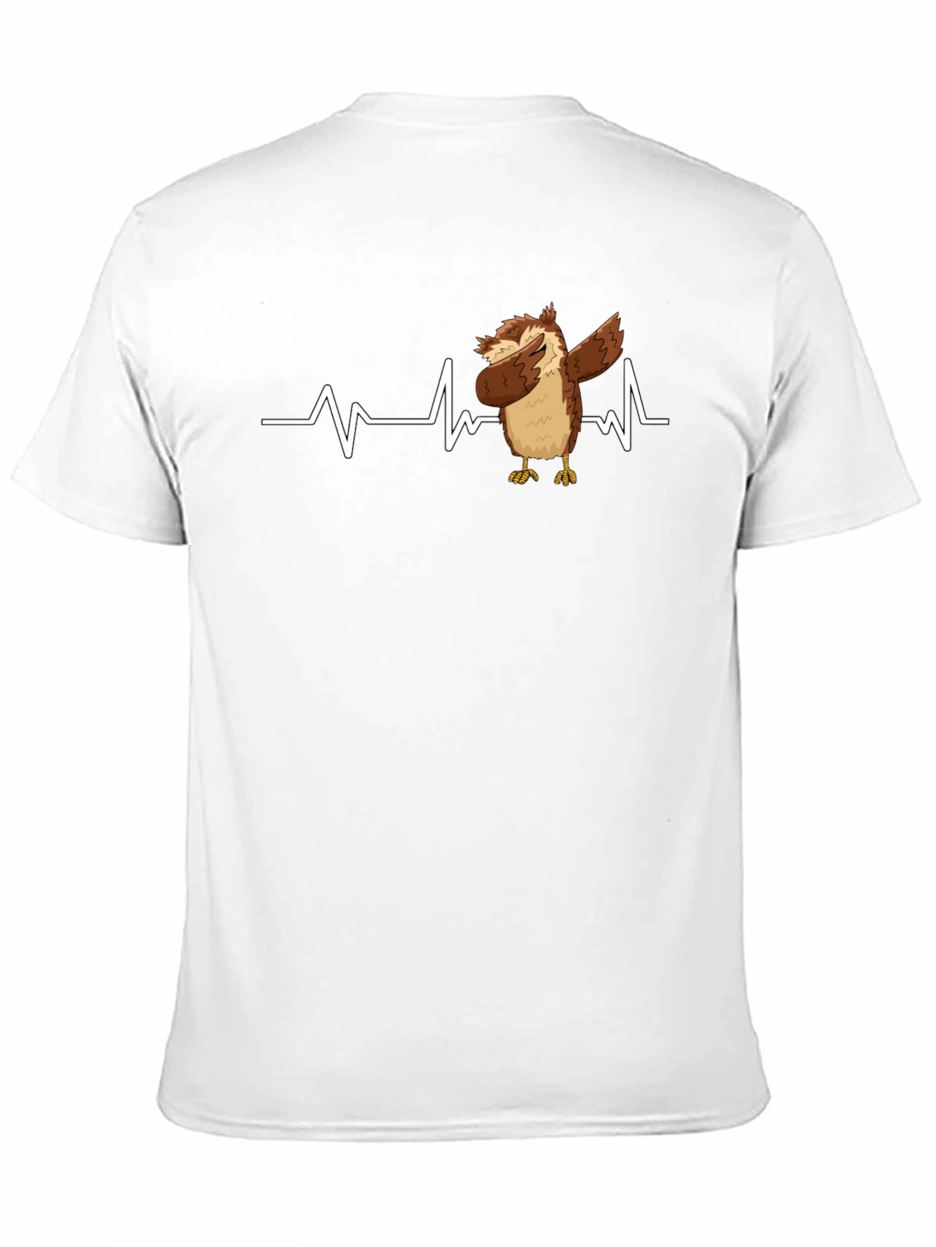 Black Dabbing Owl T-Shirt: Funny Bird Heartbeat Tee view 11