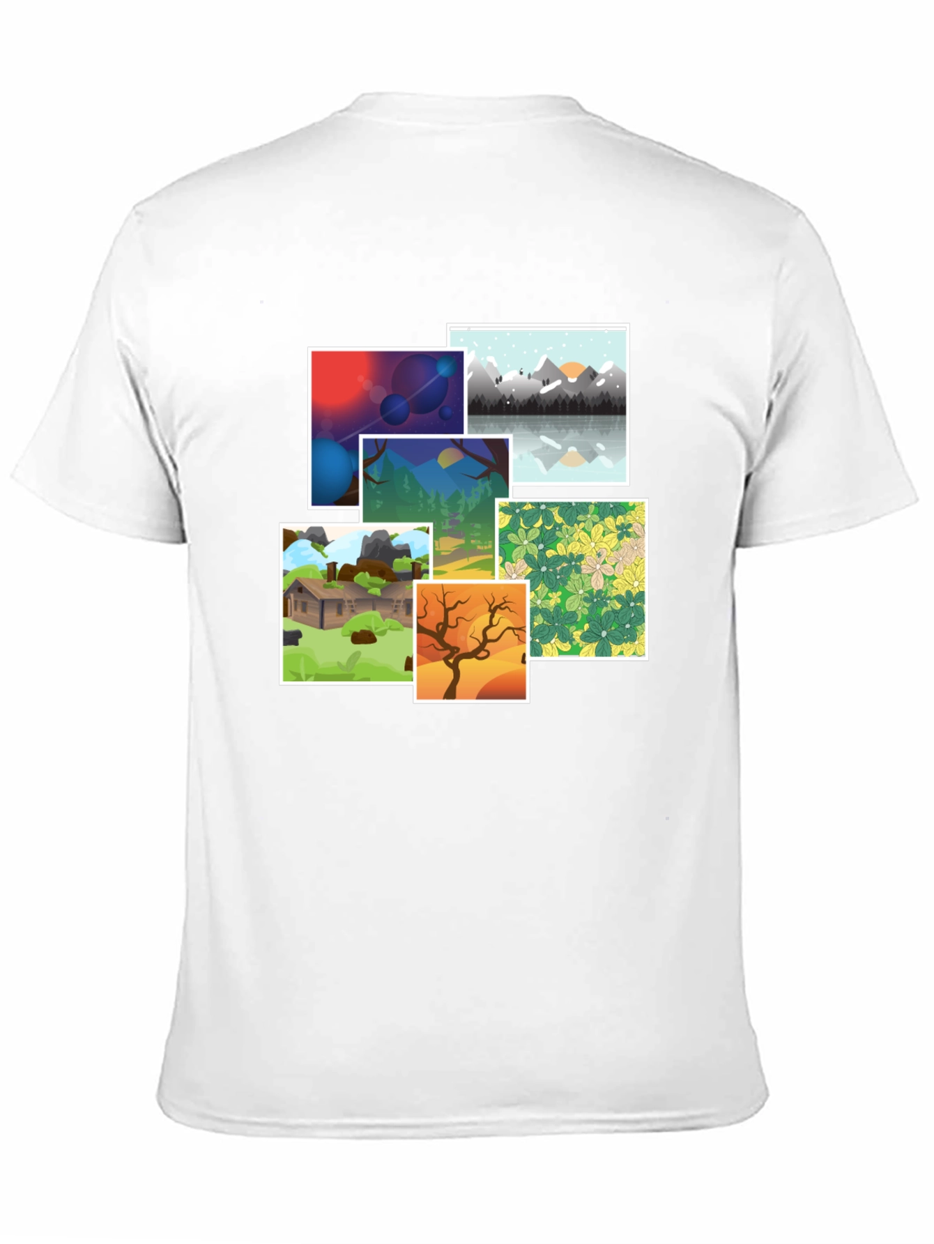 Black Artistic Landscape Graphic Tee - Black Cotton Blend view 11