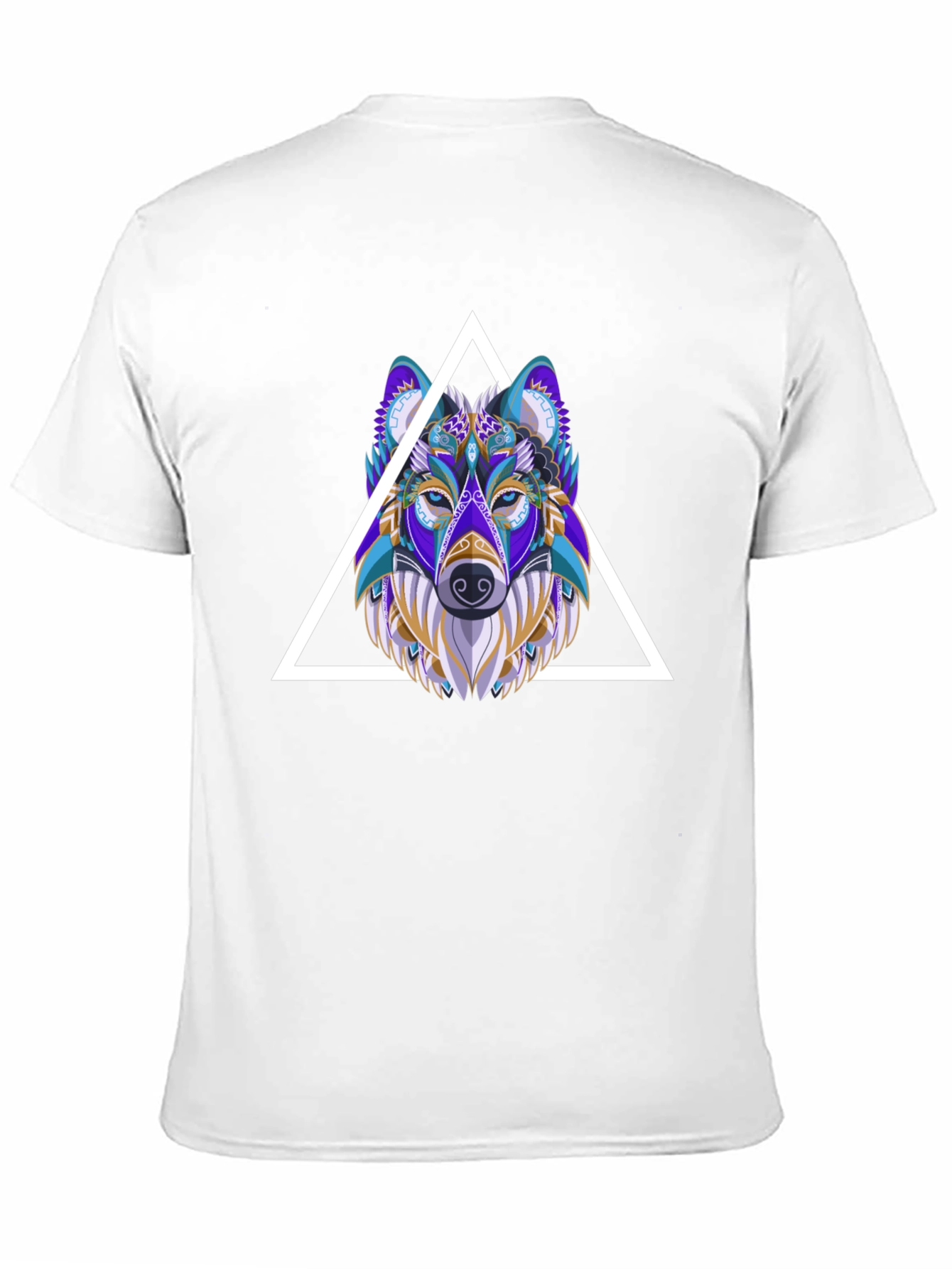 Black Wolf Graphic Tee - Geometric Style Black T-Shirt view 11
