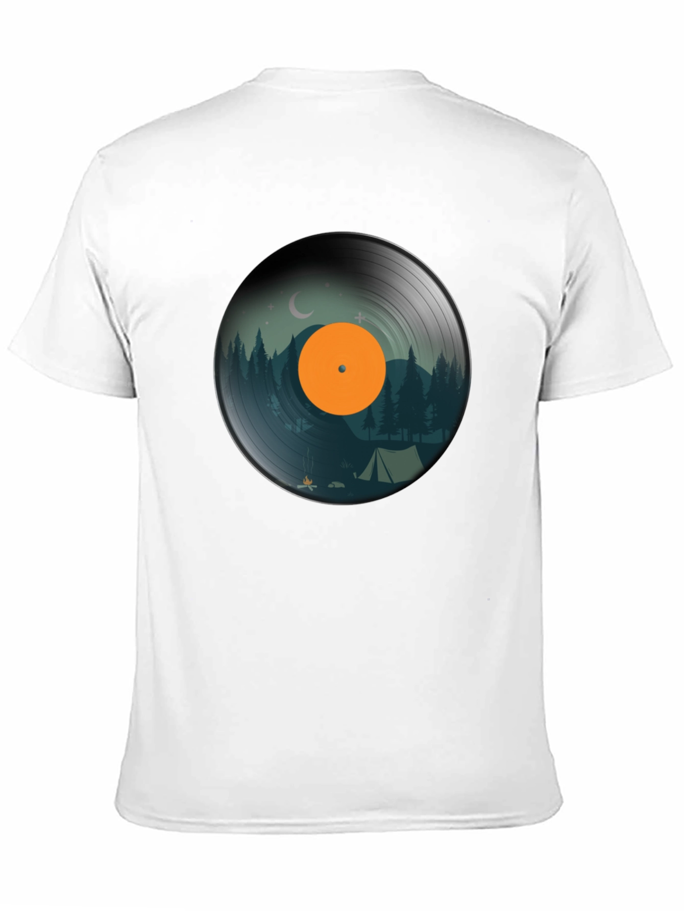 Black Camping Vinyl Record Graphic Tee - Nature Lover Shirt view 11