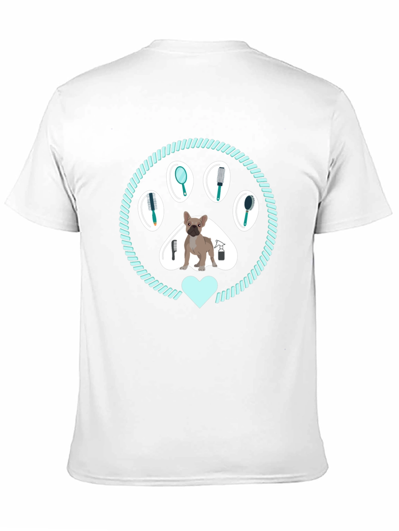 Black Dog Groomer T-Shirt: Paw Print Design view 11