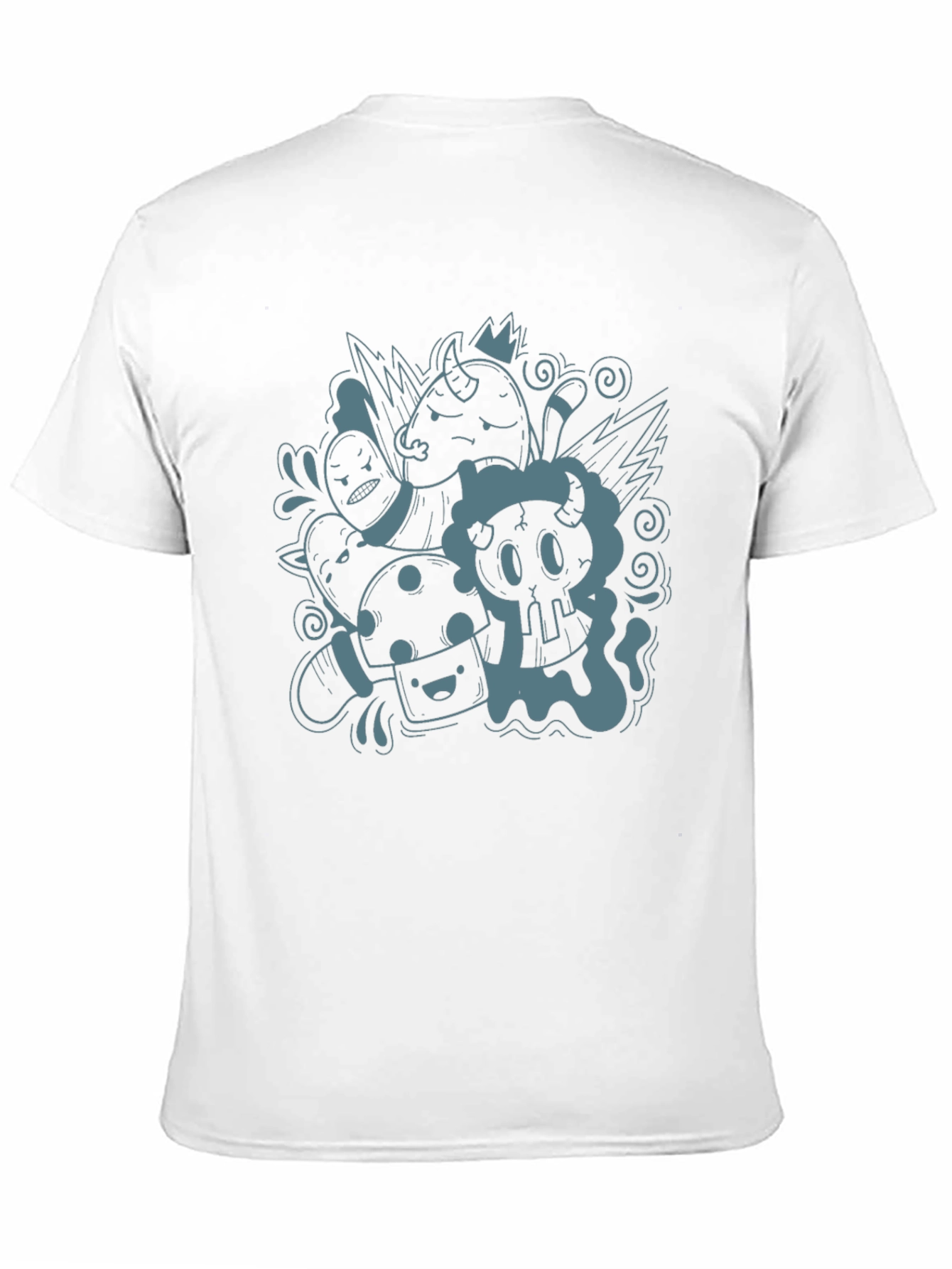 Black Funky Doodle Graphic Black T-Shirt - Unisex Casual Tee view 11