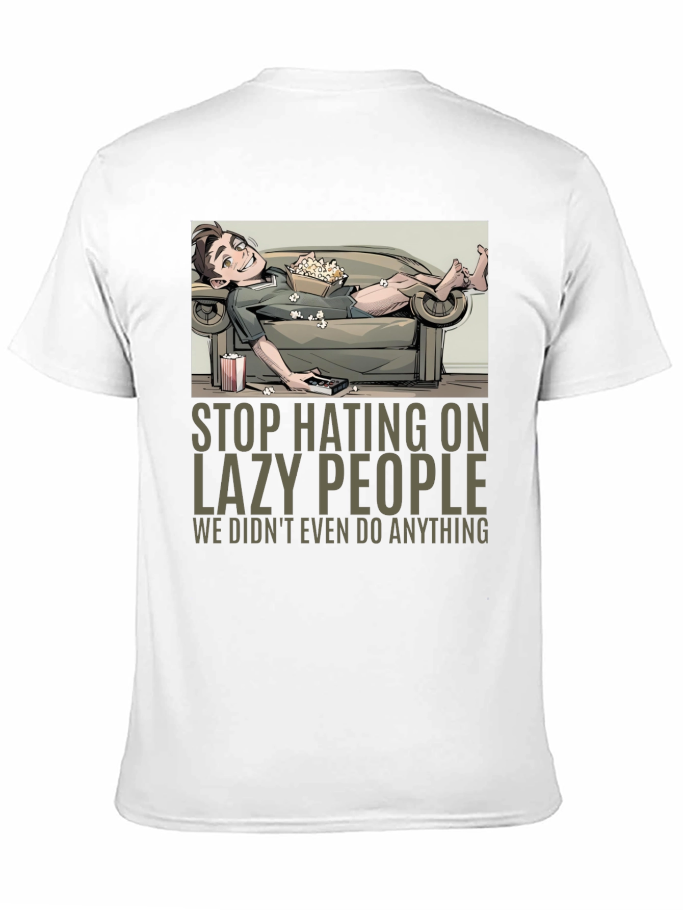 Black Stop Hating Lazy People Graphic Tee view 11