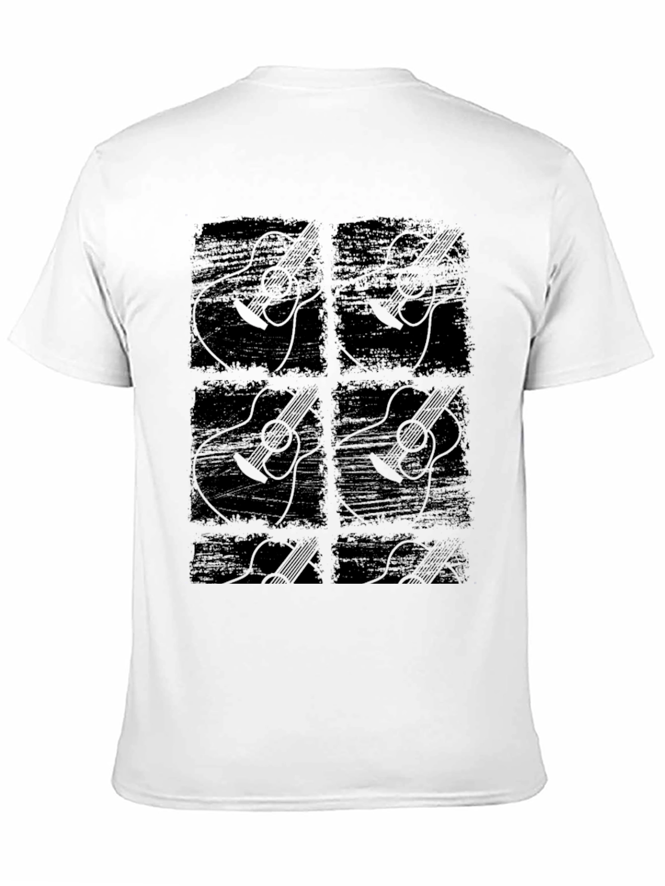 Black Guitar Graphic Print Black T-Shirt view 11