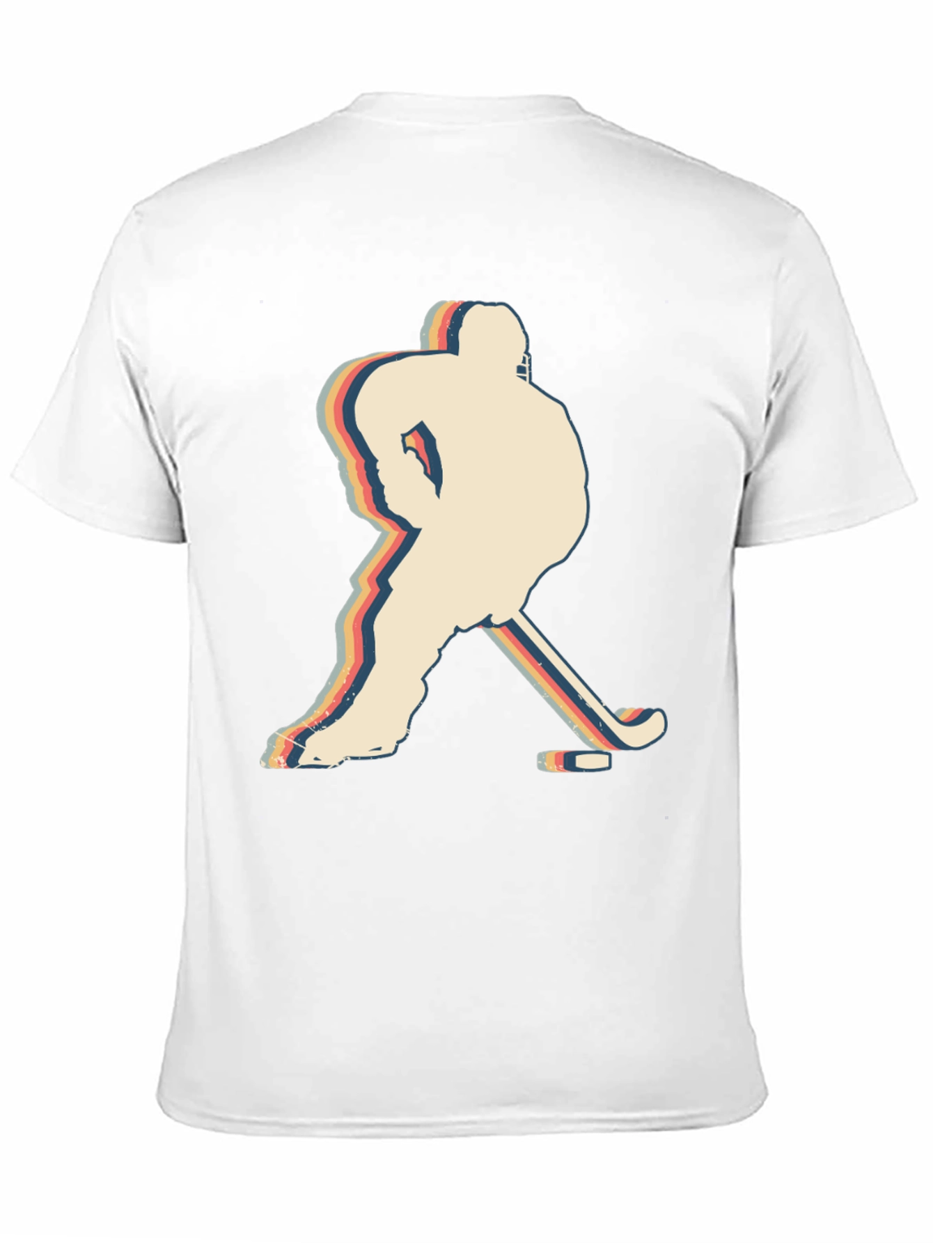 Black Retro Hockey Player Silhouette Graphic T-Shirt view 11