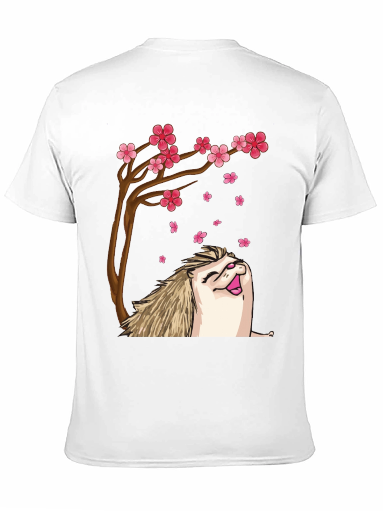 Black Hedgehog Sakura Tree Black T-Shirt view 11