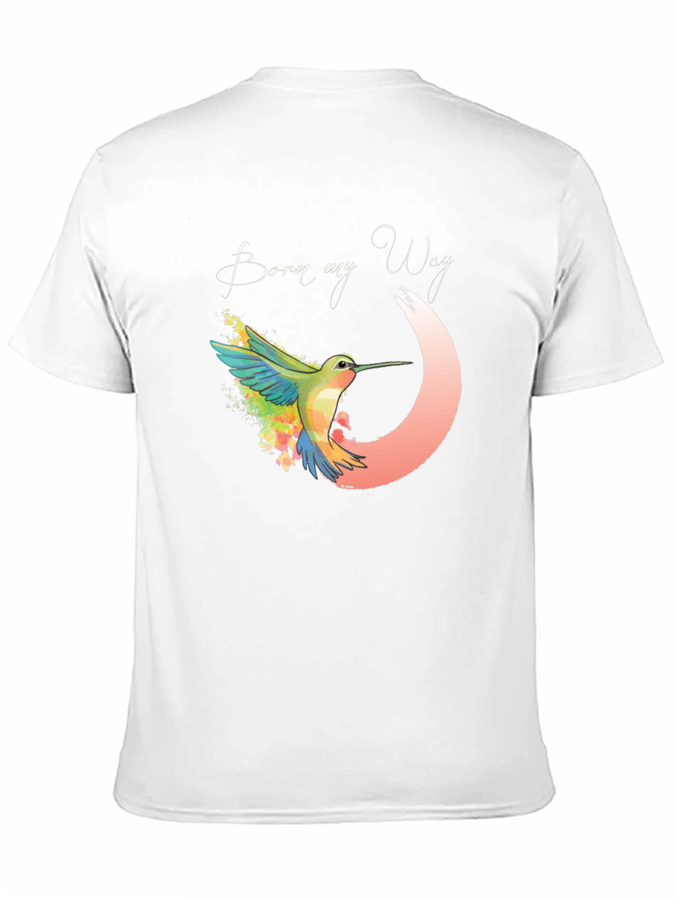 Black Born My Way T-Shirt - Watercolor Hummingbird Tee view 11