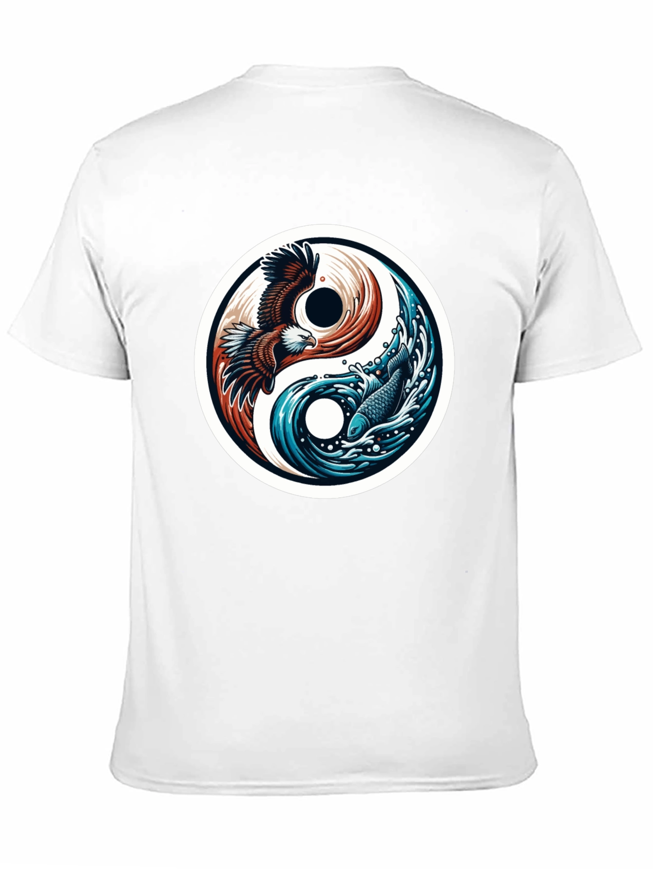 Black Yin Yang Eagle Fish Graphic Tee - Harmony & Style view 11