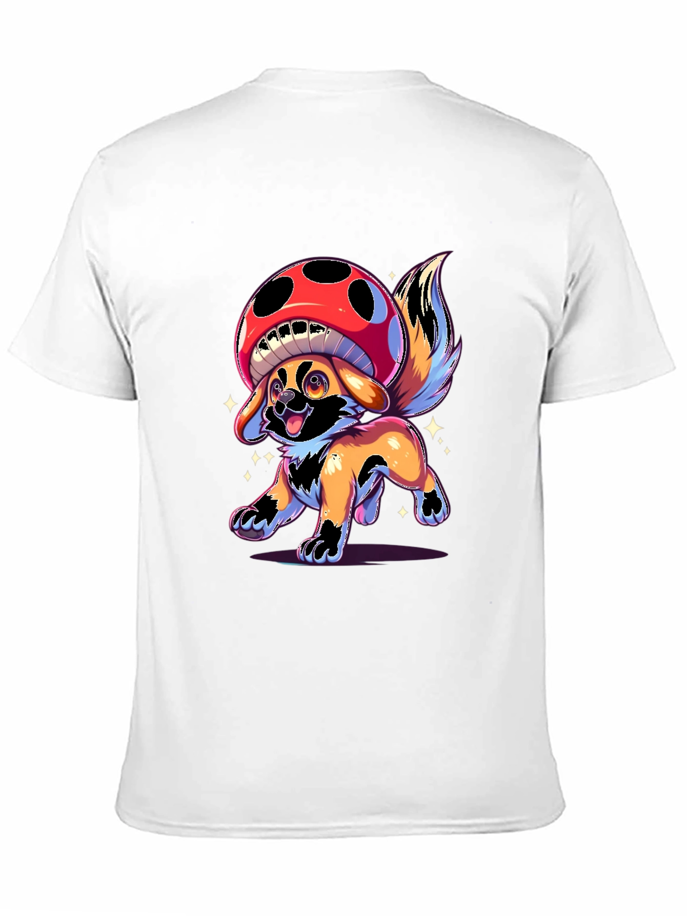 Black Mushroom Dog Graphic T-Shirt - Fun Cartoon Design view 11