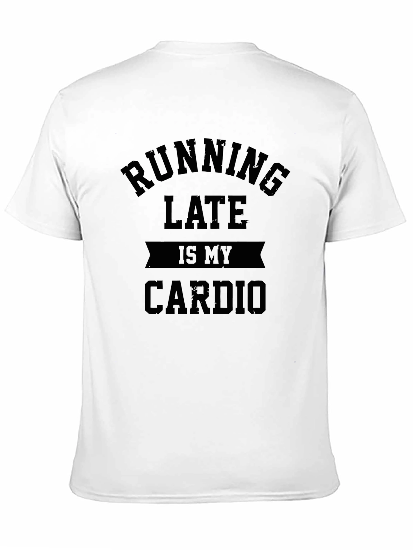 Black Running Late is My Cardio Graphic Tee - Men's Black T-Shirt view 11