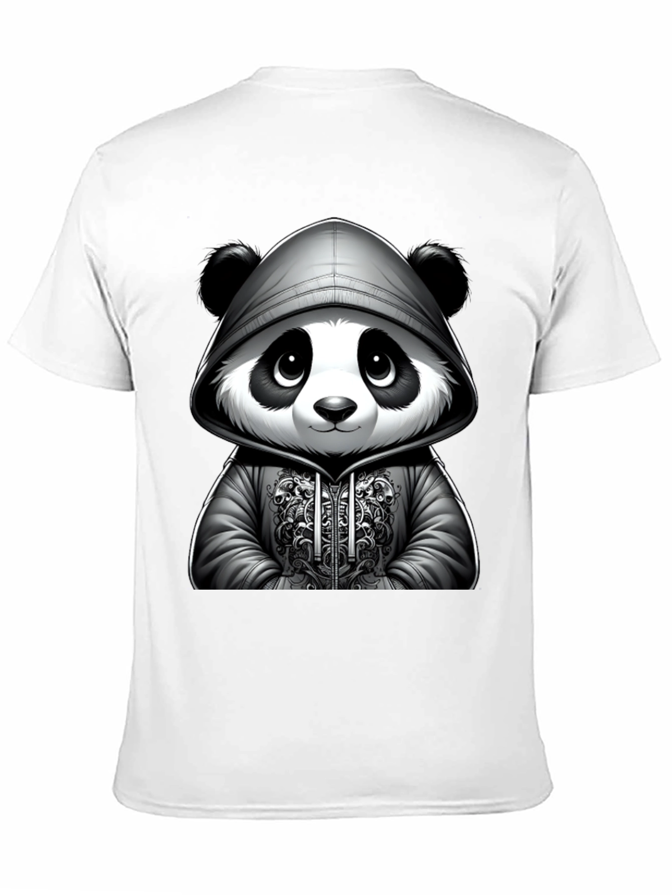 Black Cool Panda Hoodie T-Shirt view 11