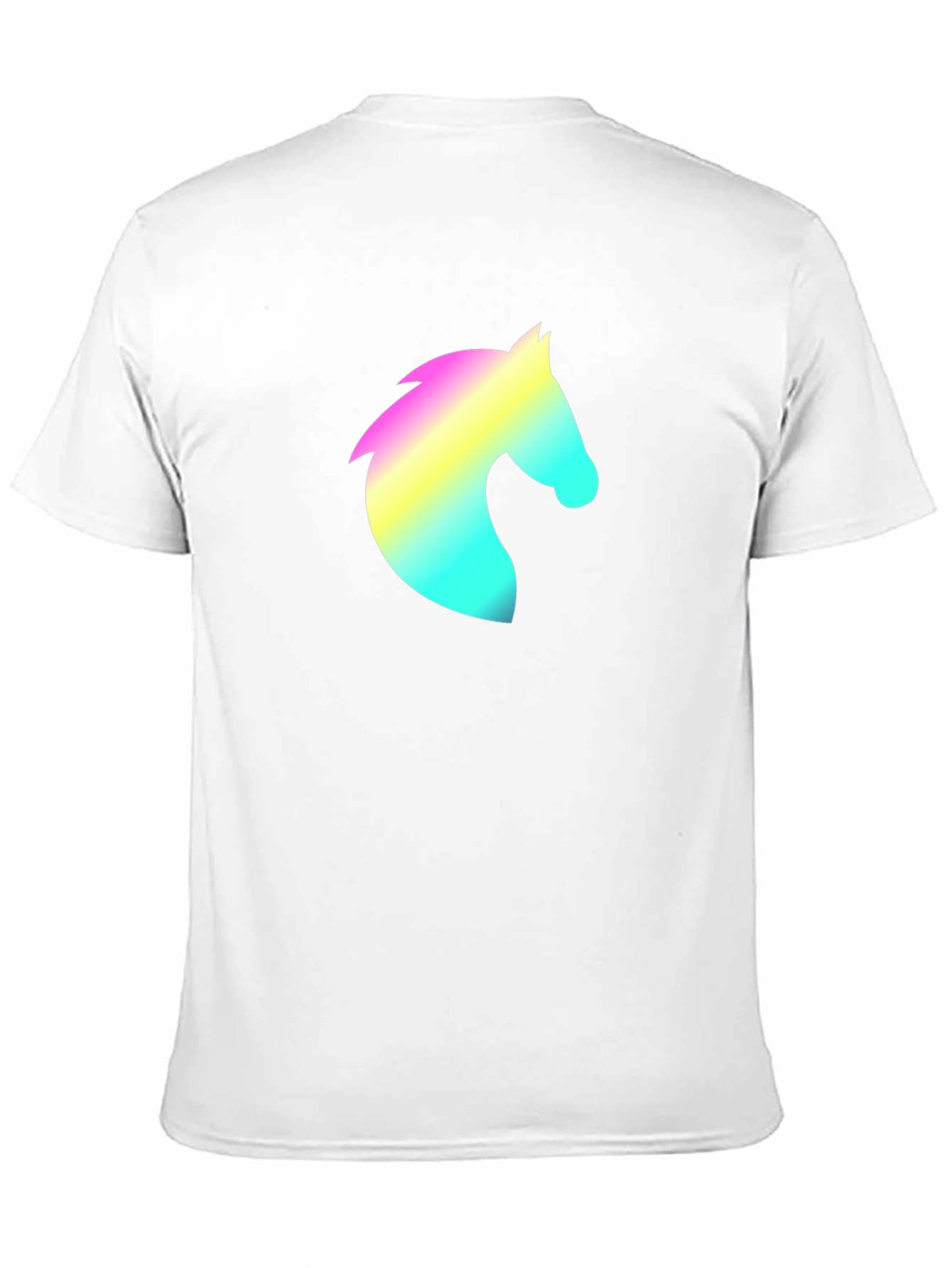 Black Men's Black T-Shirt with Rainbow Horse Head Design view 11