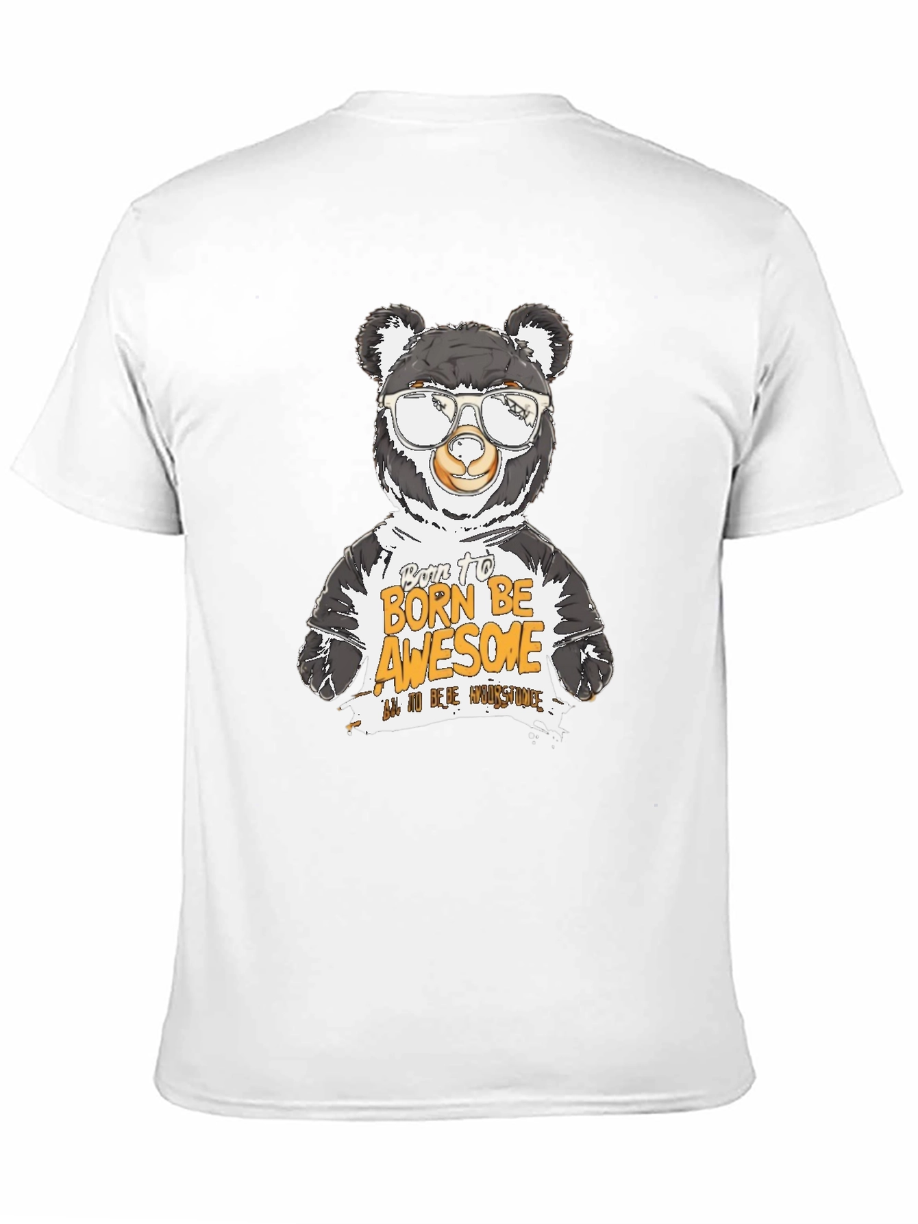Black Cool Bear Graphic T-Shirt - Born to Be Awesome view 11