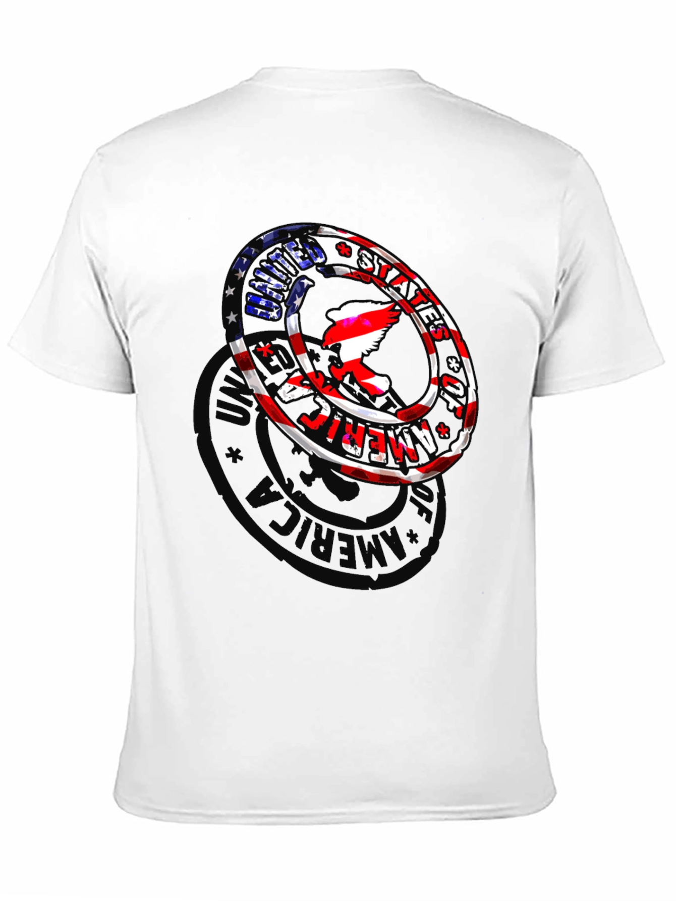 Black USA Eagle Graphic Print Men's Black T-Shirt view 11