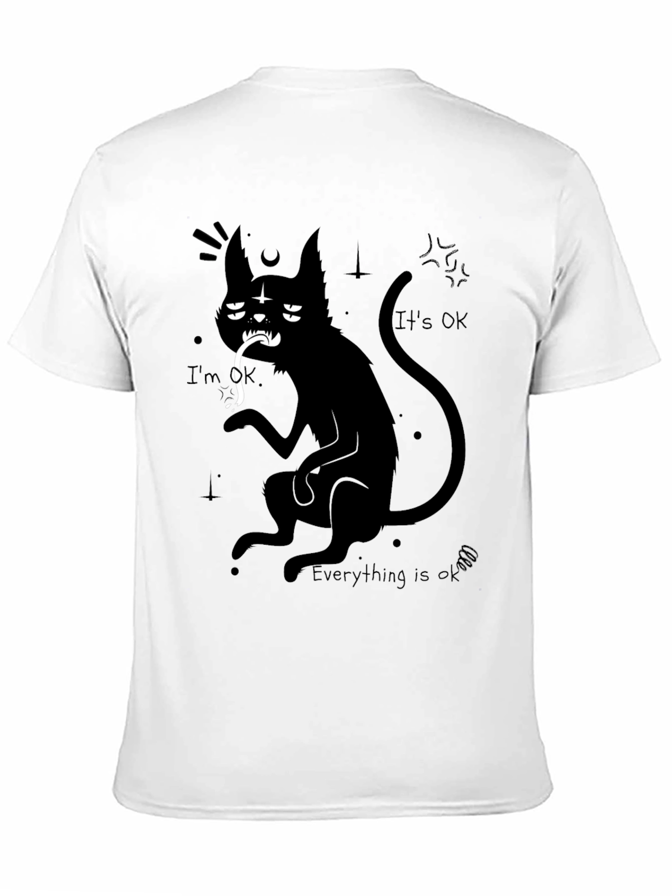 Black Gothic Cat Graphic Tee - I'm OK, Everything is OK view 11