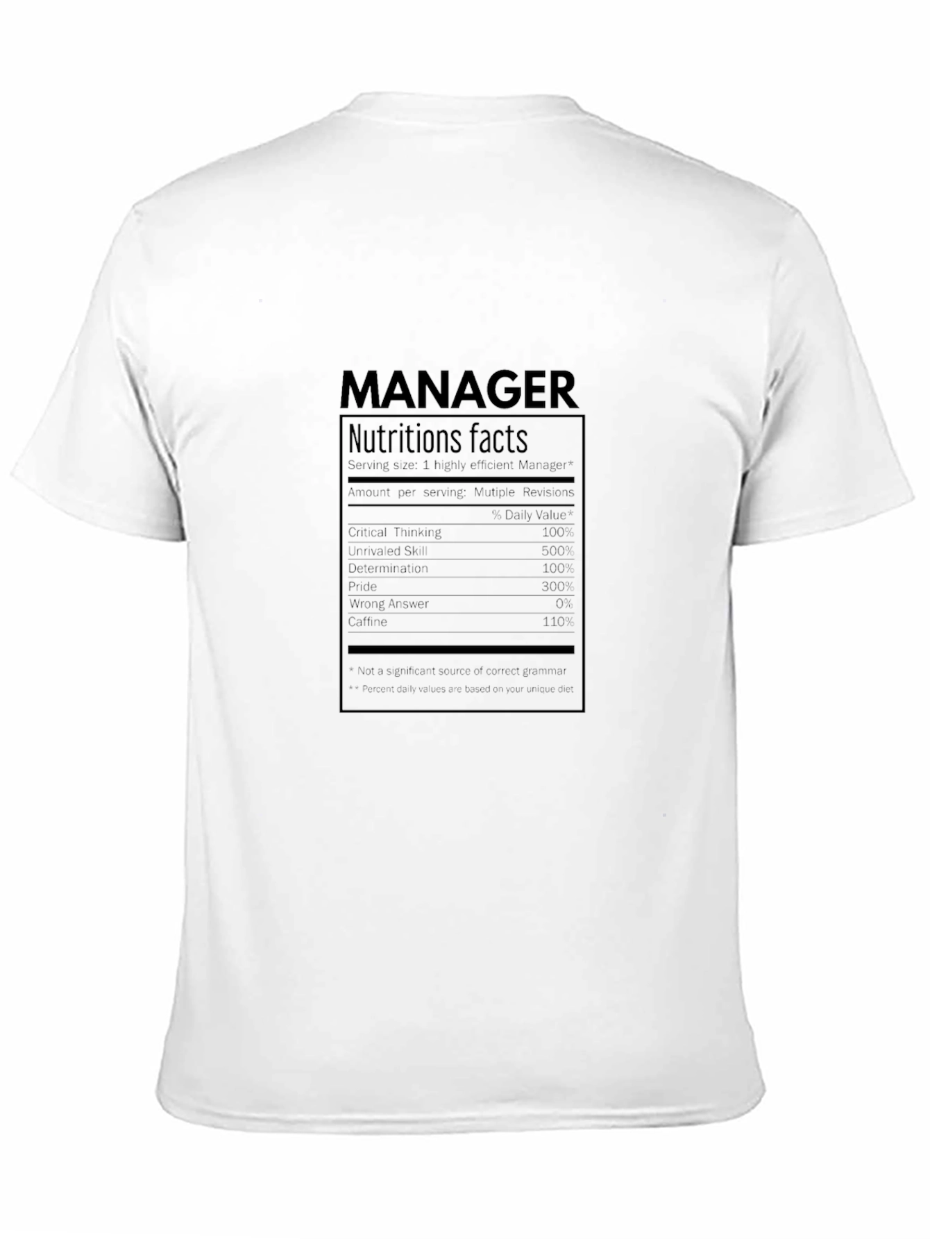 Black Manager Nutrition Facts T-Shirt view 11