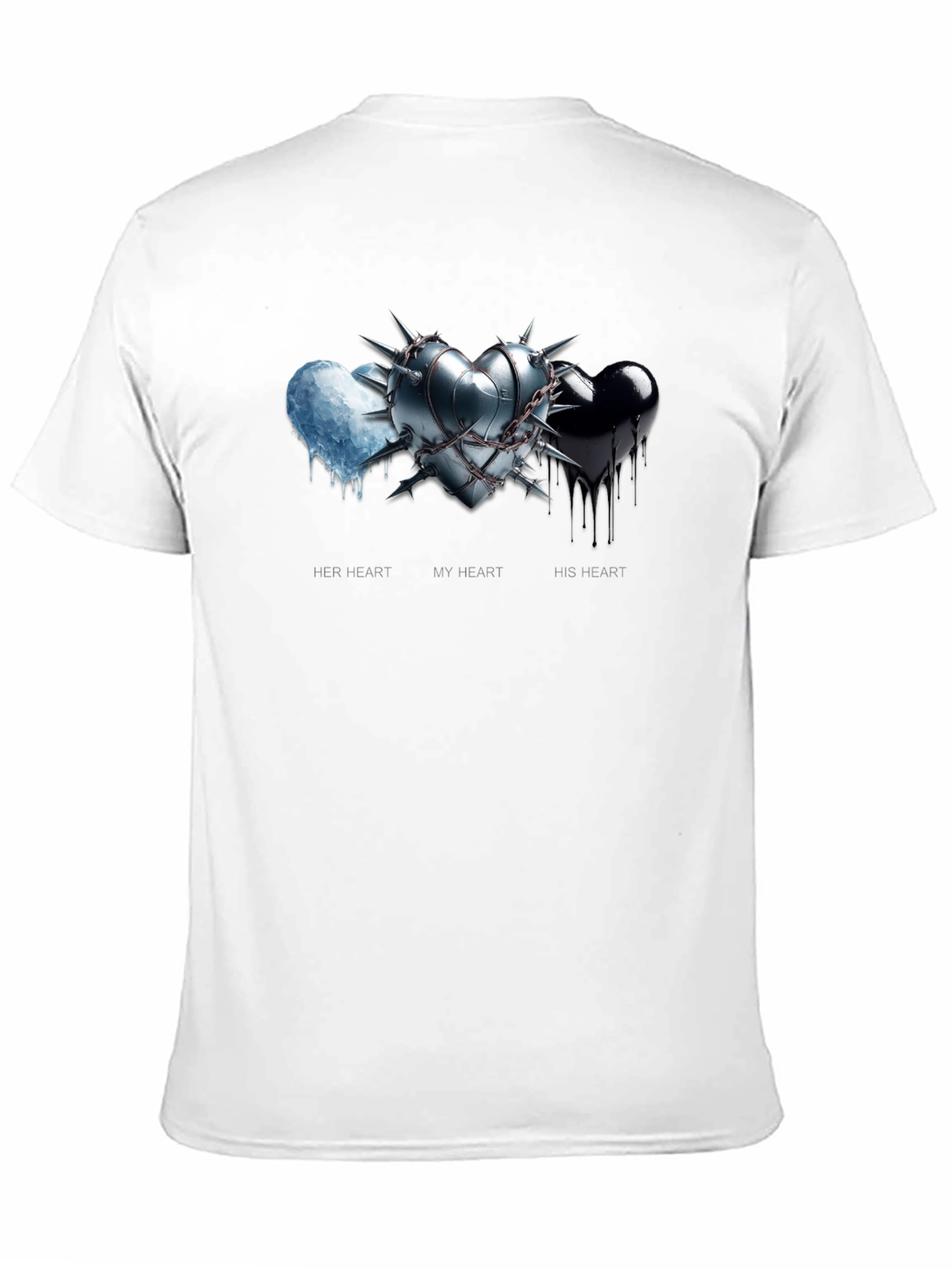 Black Heart Trio Graphic Tee - Her, My, His Hearts view 11