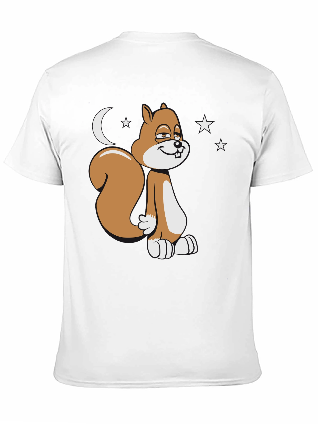Black Funny Squirrel Moon Stars Graphic T-Shirt view 11