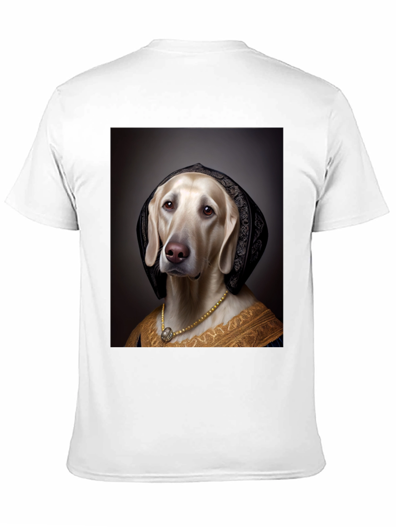 Black Renaissance Dog Portrait T-Shirt - Unique Art Tee view 11