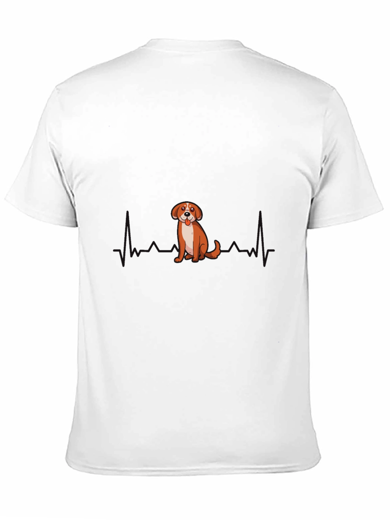 Black Dog Heartbeat Men's Black T-Shirt view 11