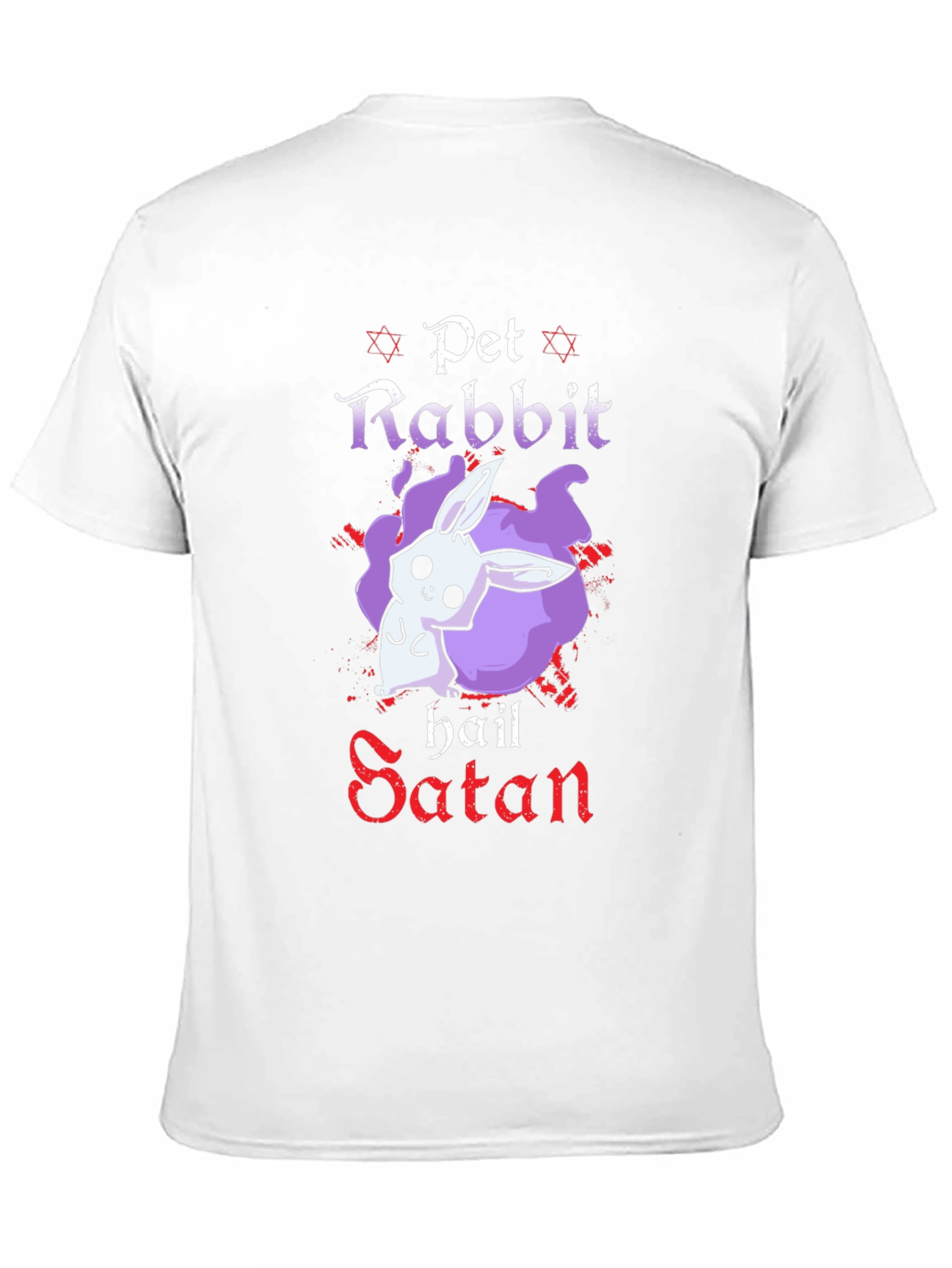 Black Pet Rabbit Hail Satan Black T-Shirt view 11