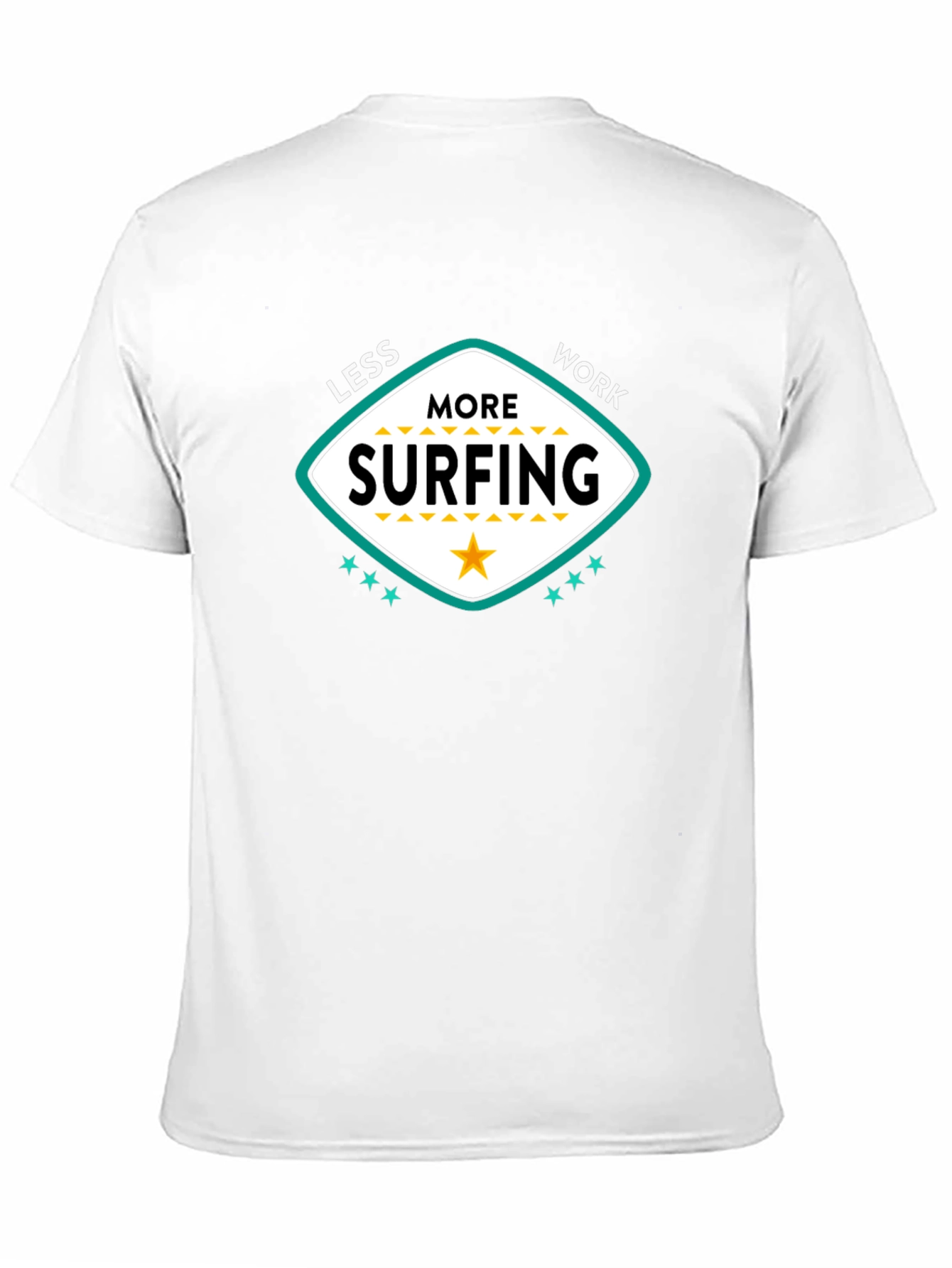 Black Less Work More Surfing Graphic Tee - Black view 11