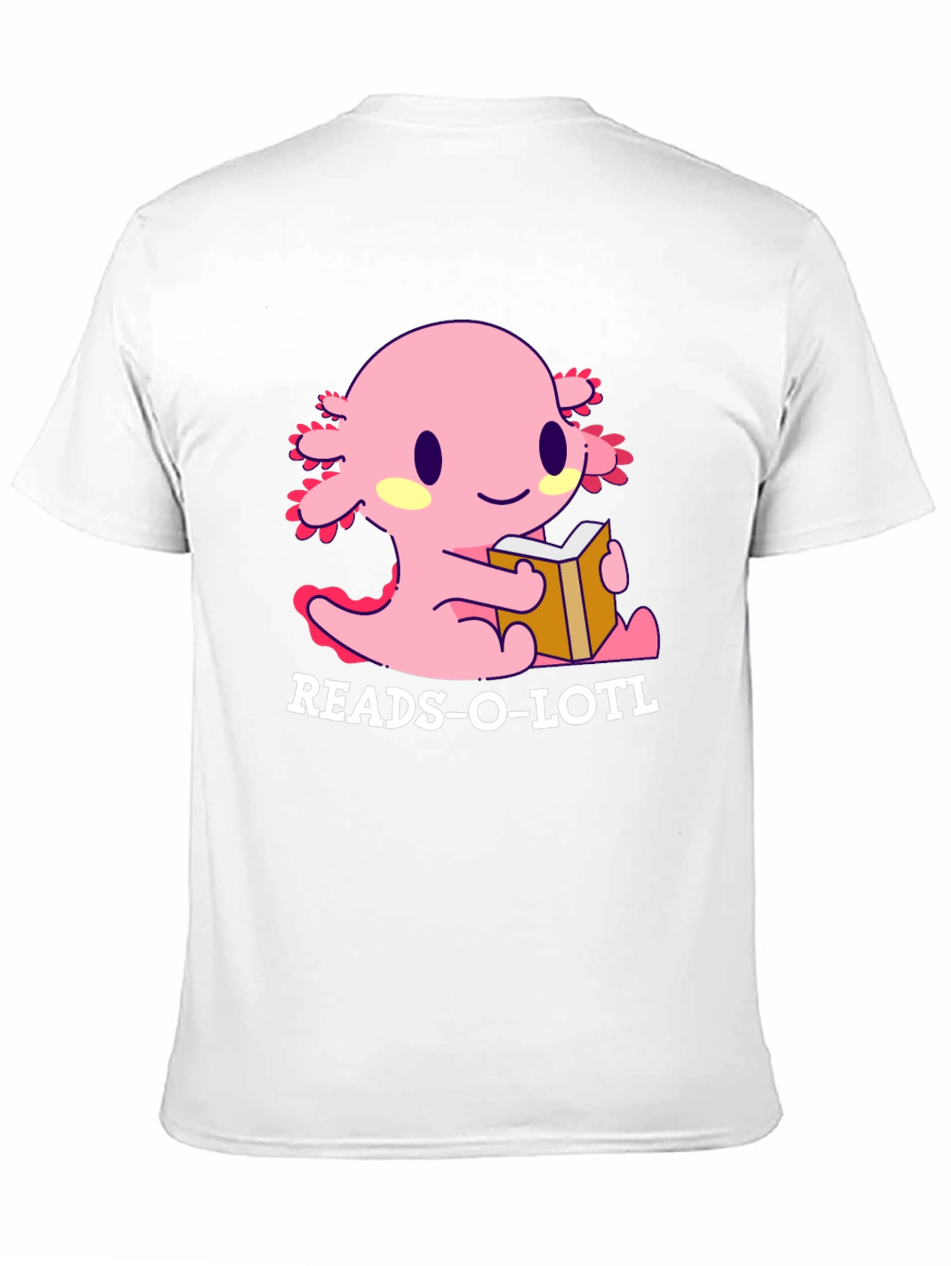 Black Reads-O-Lotl Axolotl Reading T-Shirt view 11
