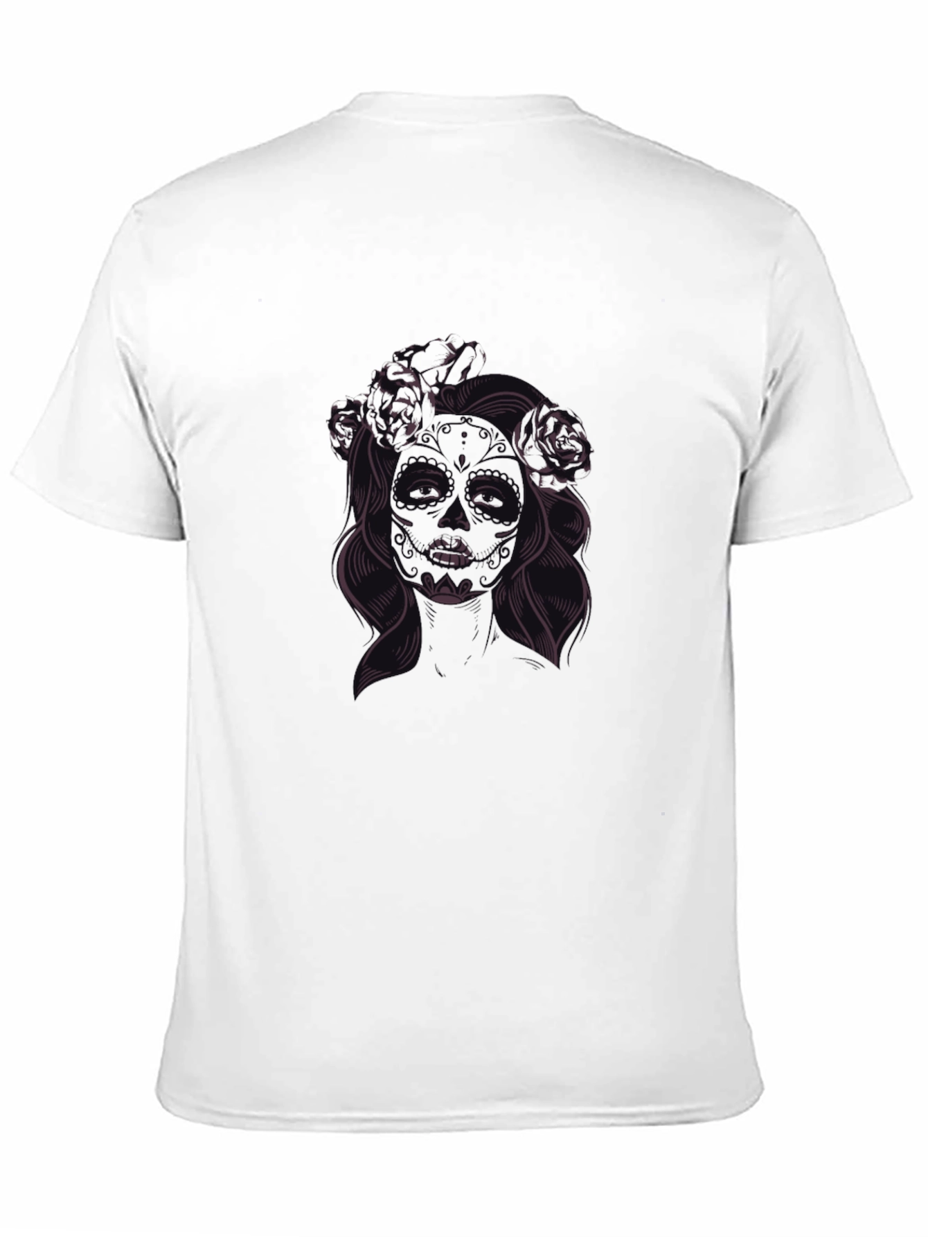 Black Black T-Shirt with Floral Skull Lady Graphic view 11