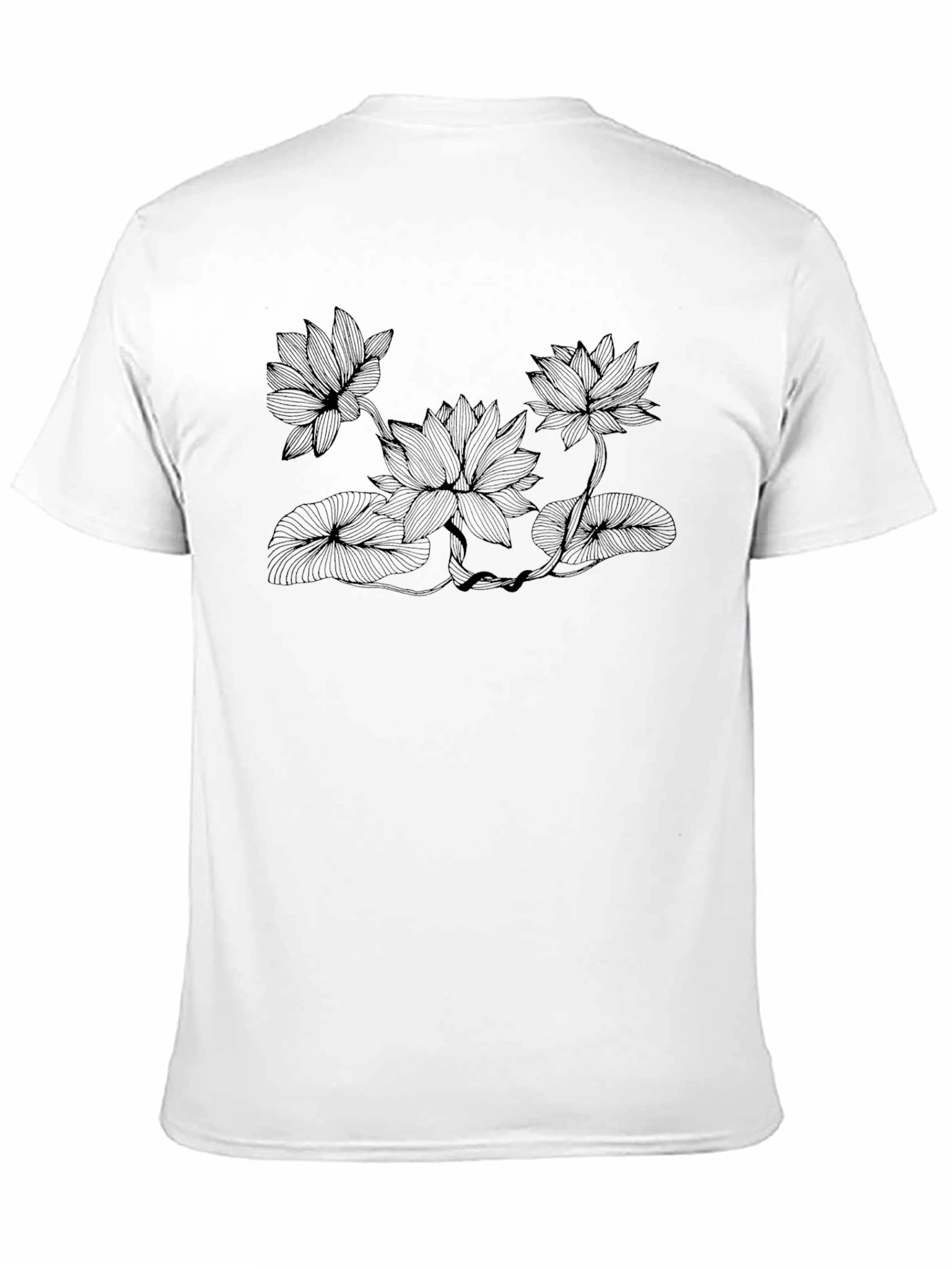 Black Lotus Flower Graphic Print Black T-Shirt view 11