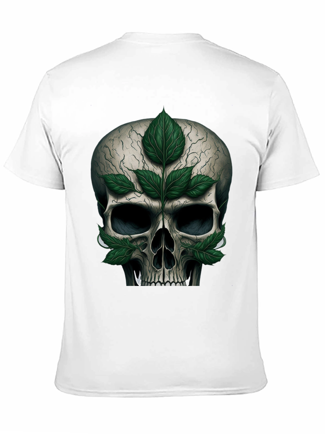 Black Skull & Leaves Graphic T-Shirt view 11
