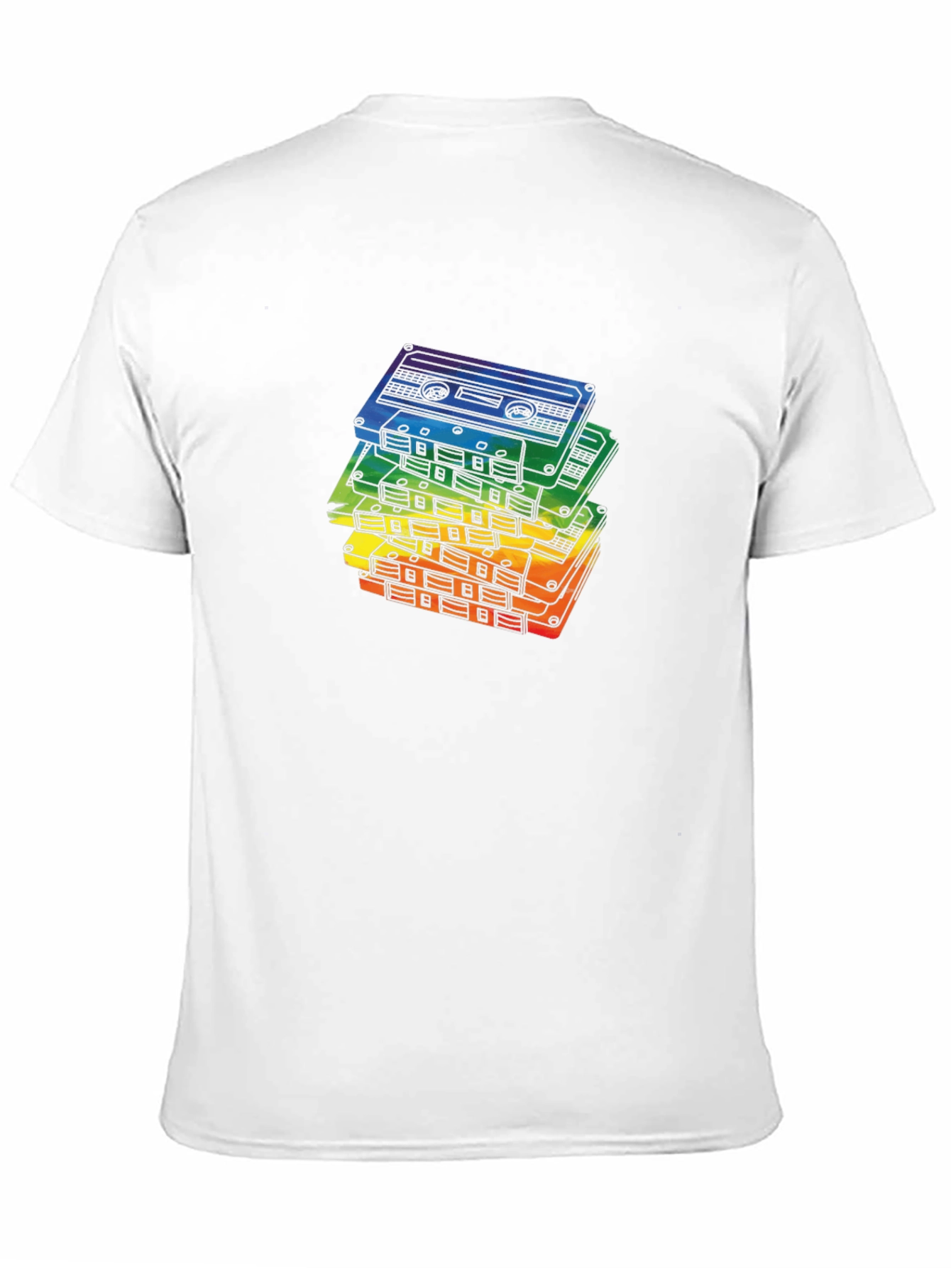 Black Retro Rainbow Cassette Tapes Black T-Shirt view 11