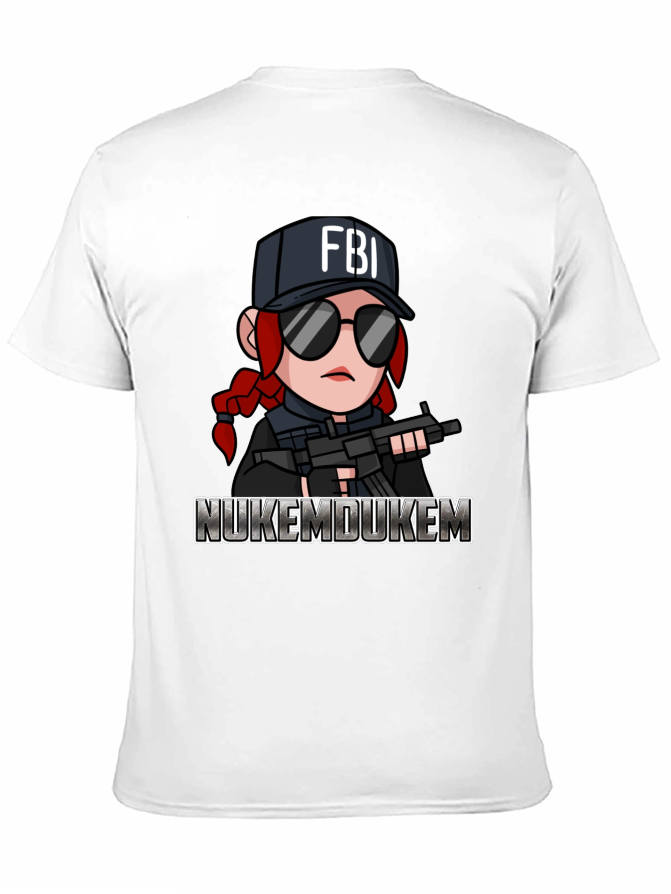 Black FBI Cartoon Graphic T-Shirt - NukeMDukeM view 11