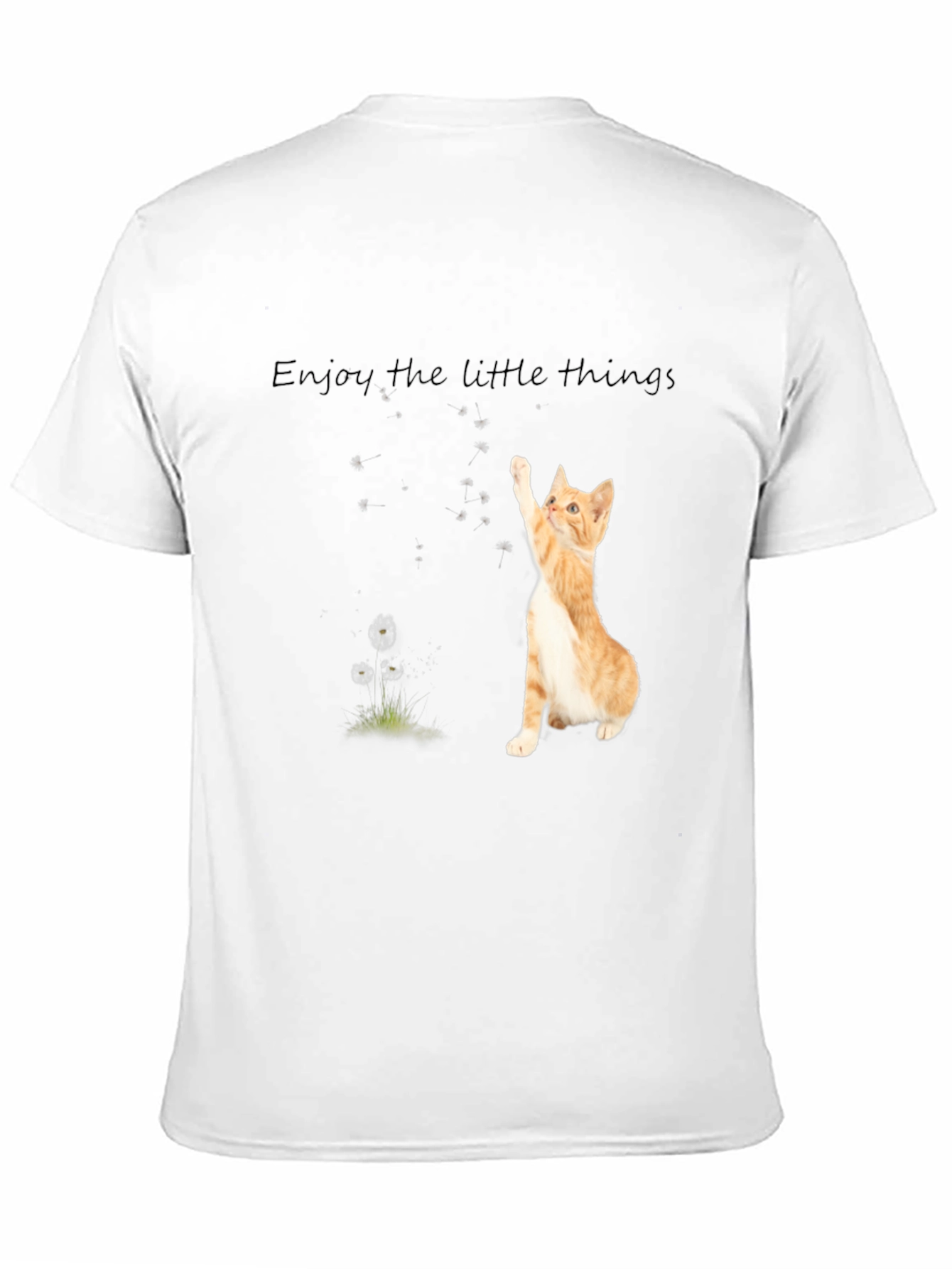 Black Cute Cat 'Enjoy the Little Things' Black T-Shirt view 11
