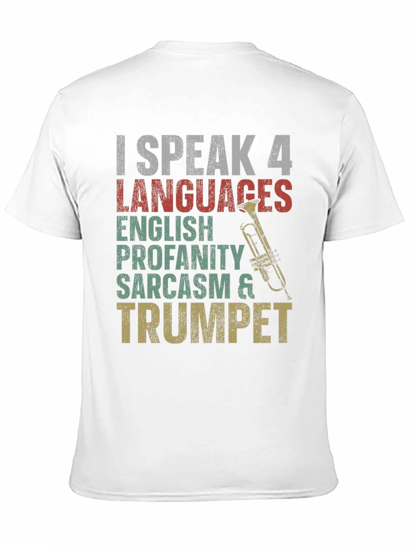 Black I Speak 4 Languages Trumpet Graphic Tee view 11