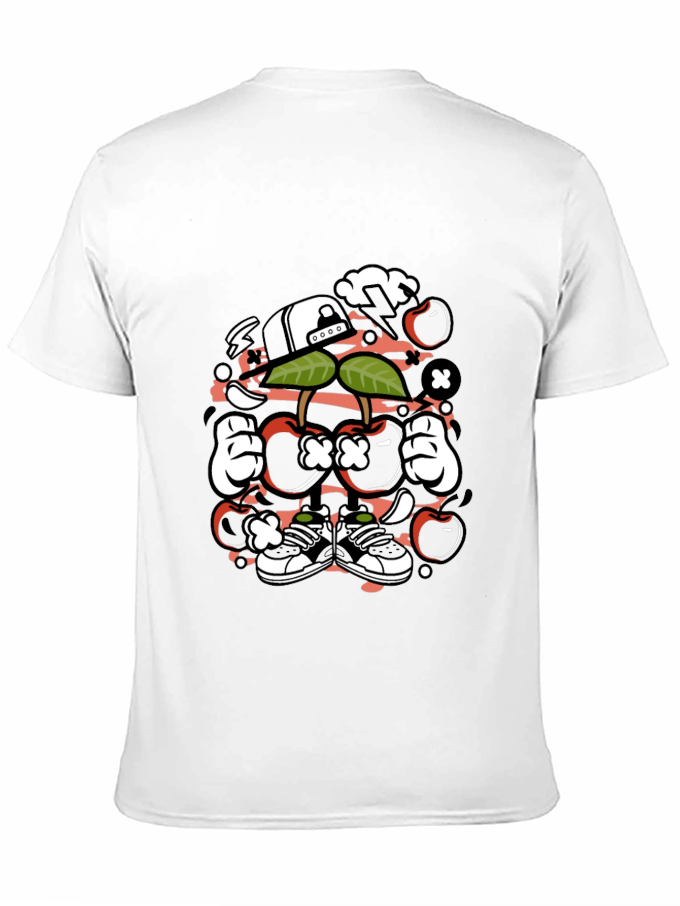 Black Unique Cartoon Cherry Graphic Black T-Shirt view 11