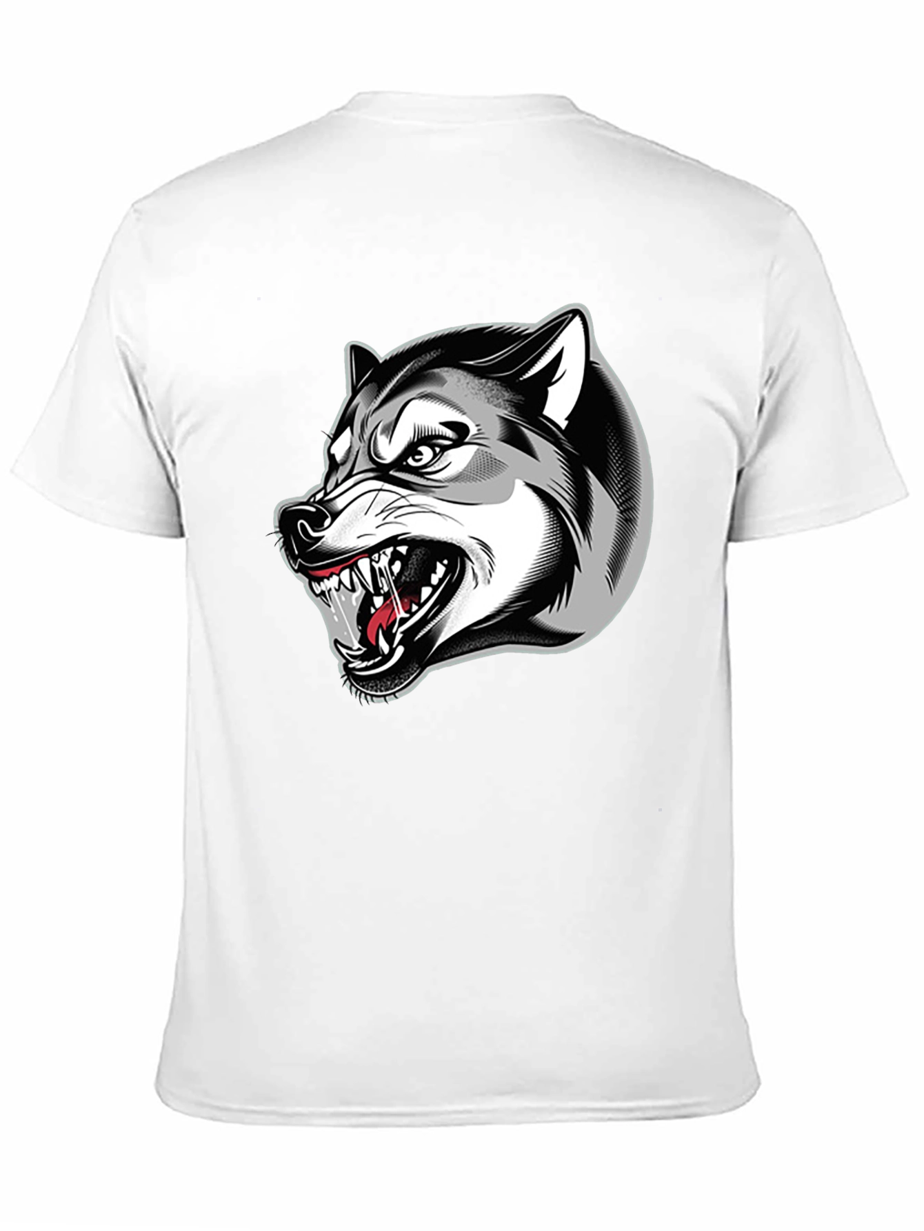 Black Men's Black Graphic T-Shirt - Fierce Wolf Design view 11