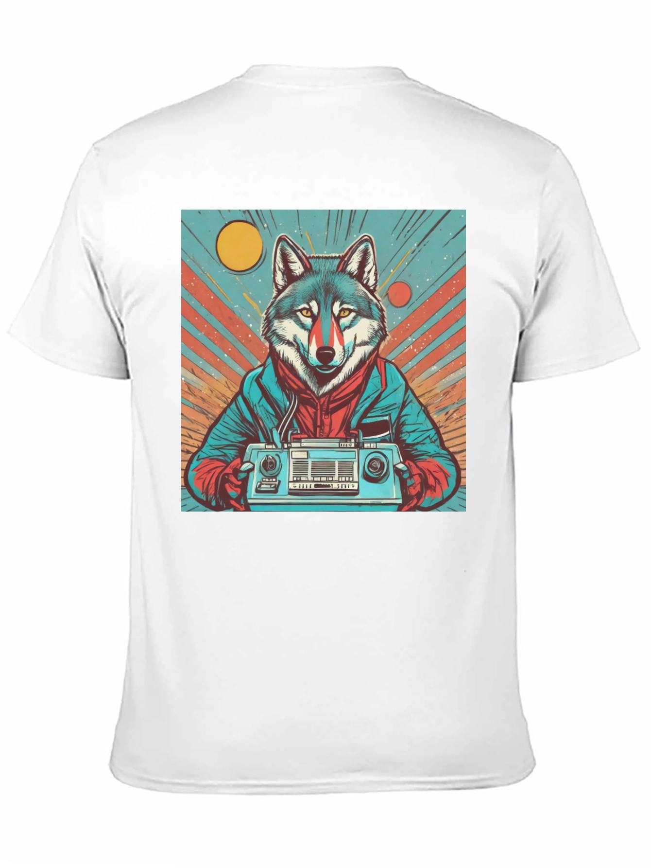 Black Retro Wolf Boombox Graphic Tee view 11