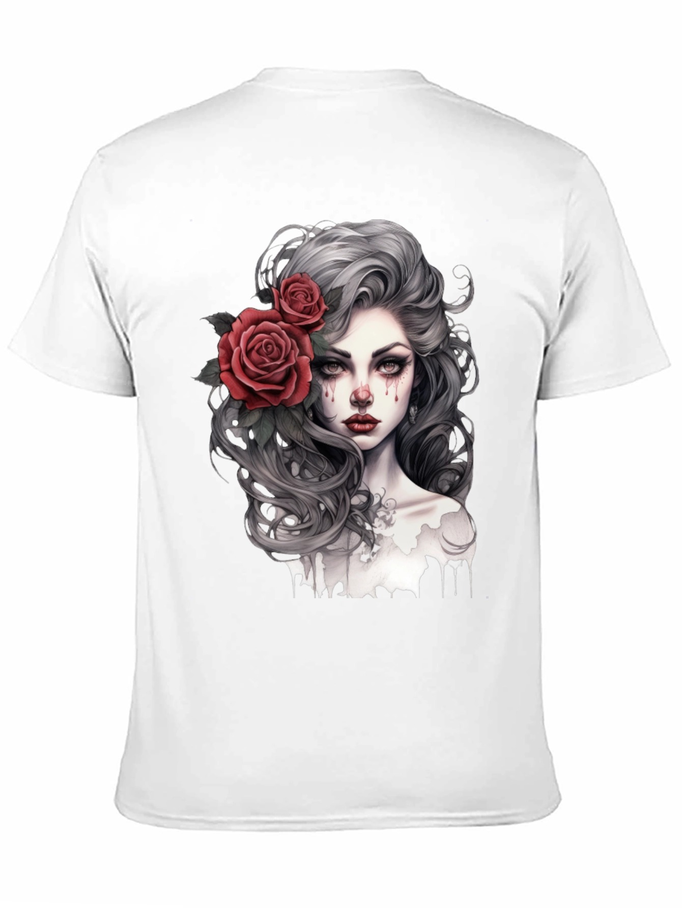 Black Gothic Rose Woman Graphic Print Black Tee view 11