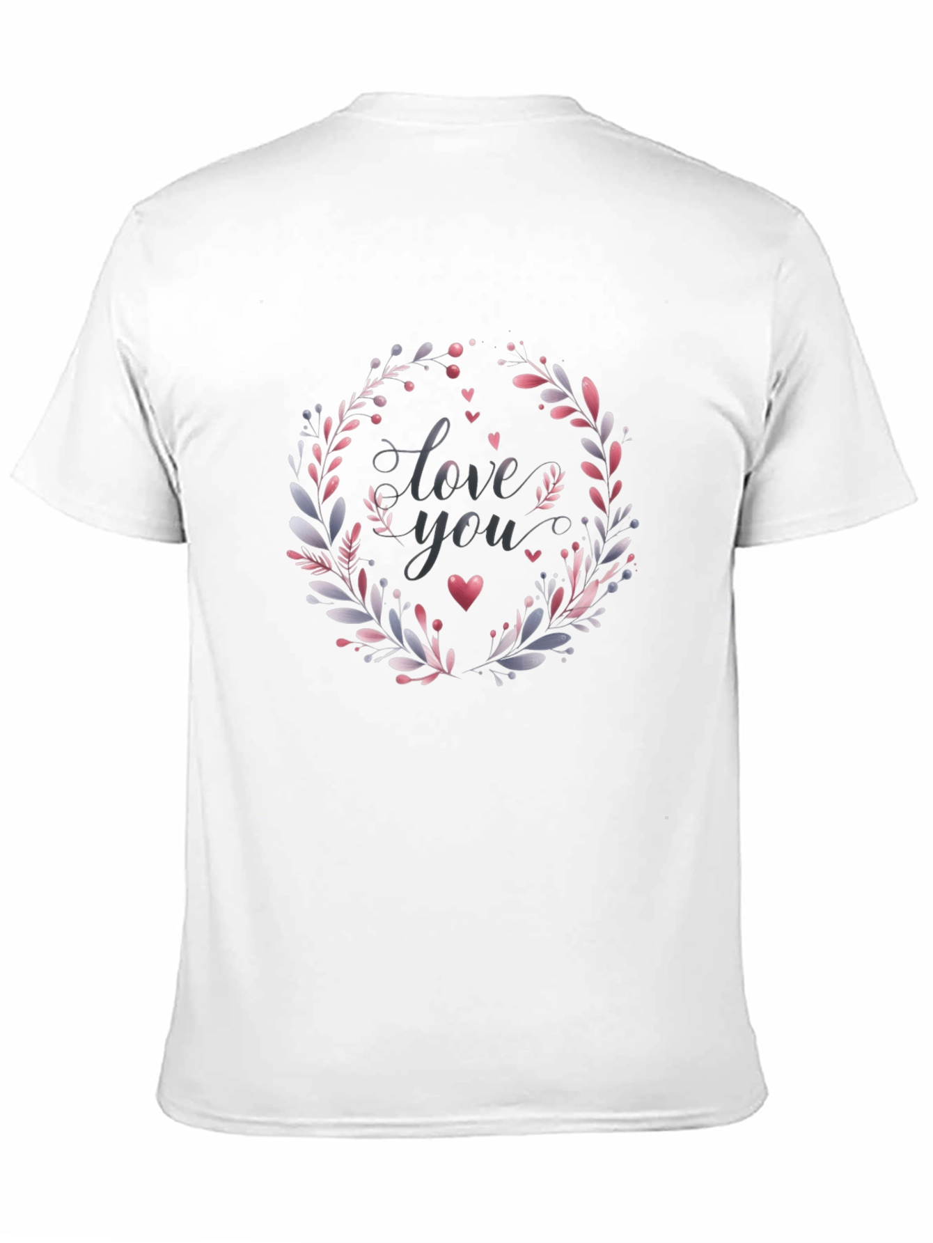 Black Love You Floral Wreath Black T-Shirt view 11