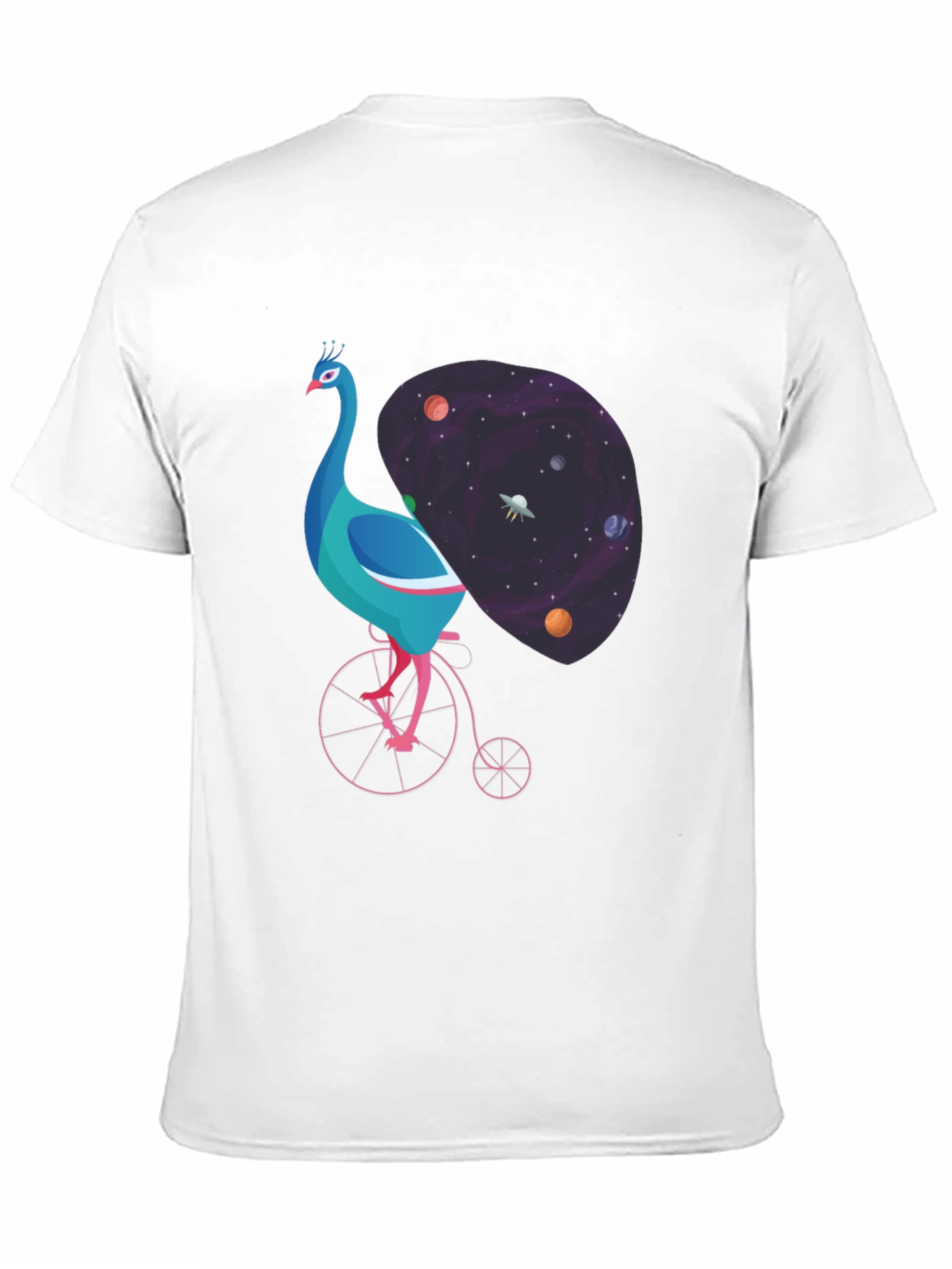 Black Cosmic Peacock Bike Graphic Tee view 11