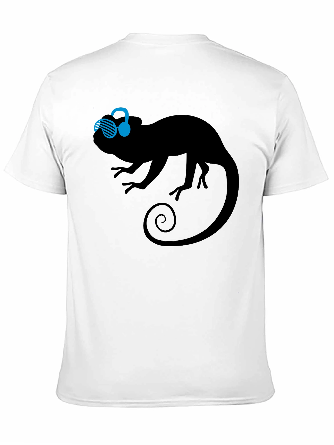 Black Cool Chameleon Graphic Tee - Black Cotton T-Shirt view 11