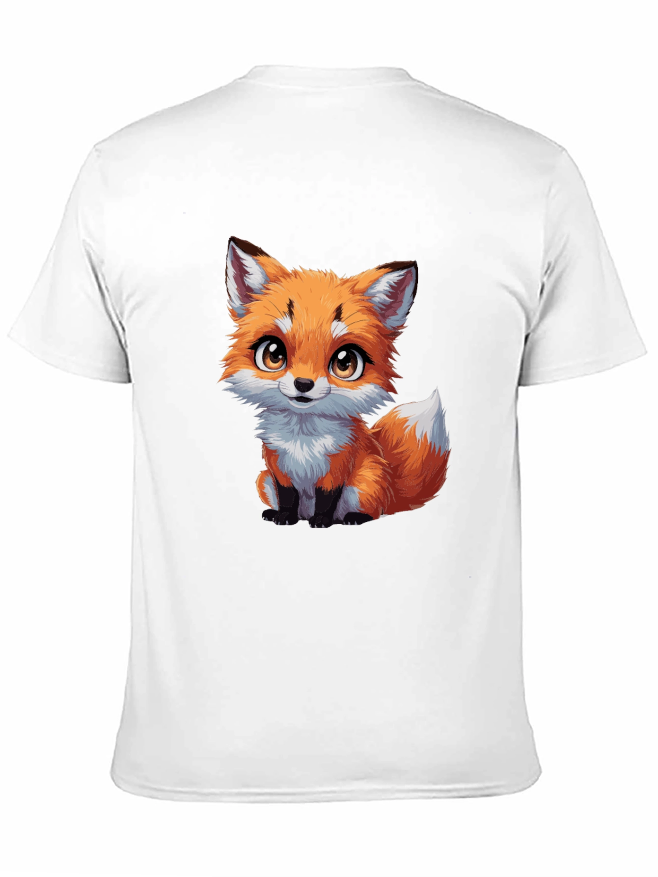Black Cute Fox Graphic Tee - Black Cotton T-Shirt view 11