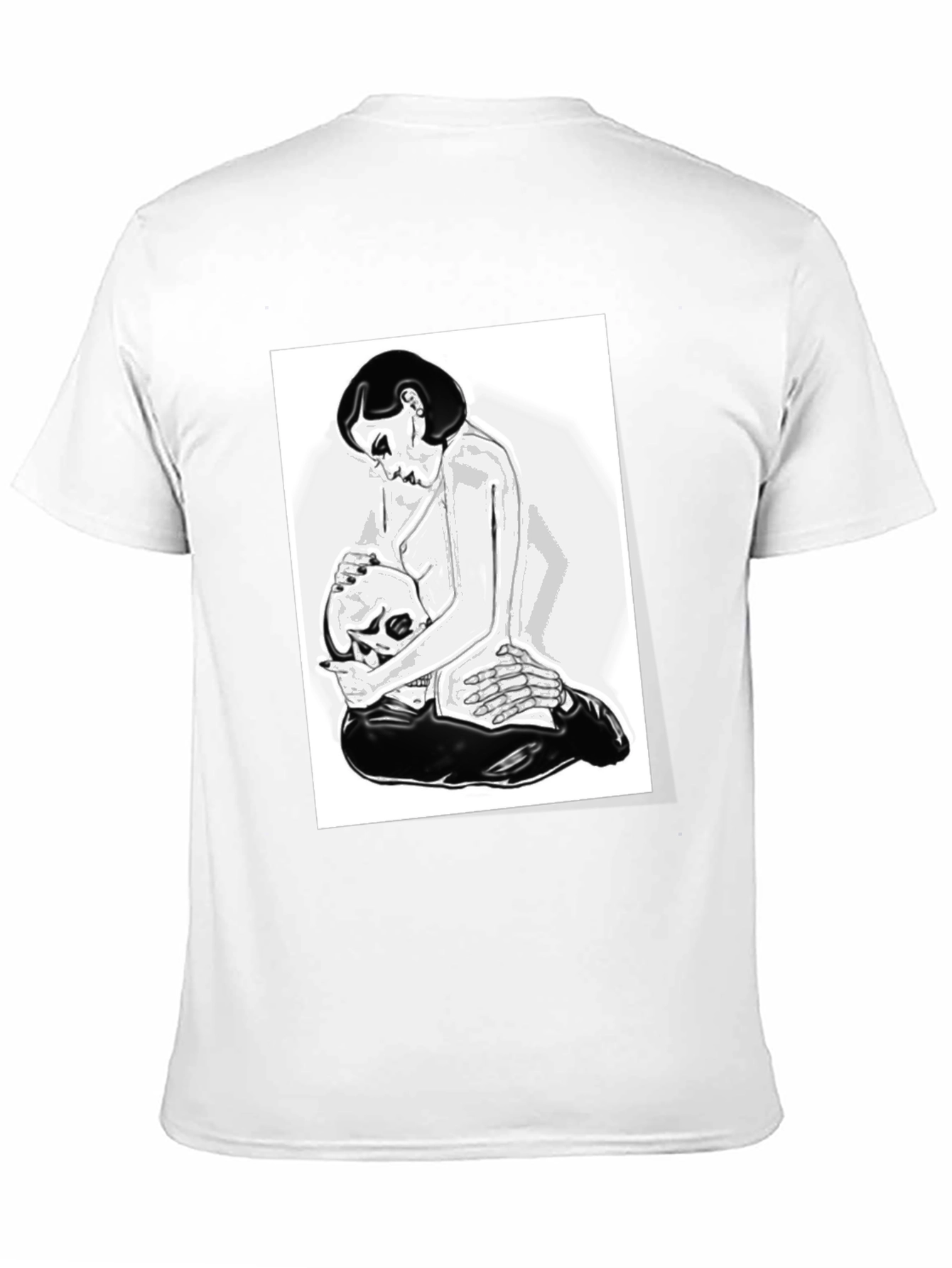 Black Graphic T-Shirt - Woman and Skull Design view 11