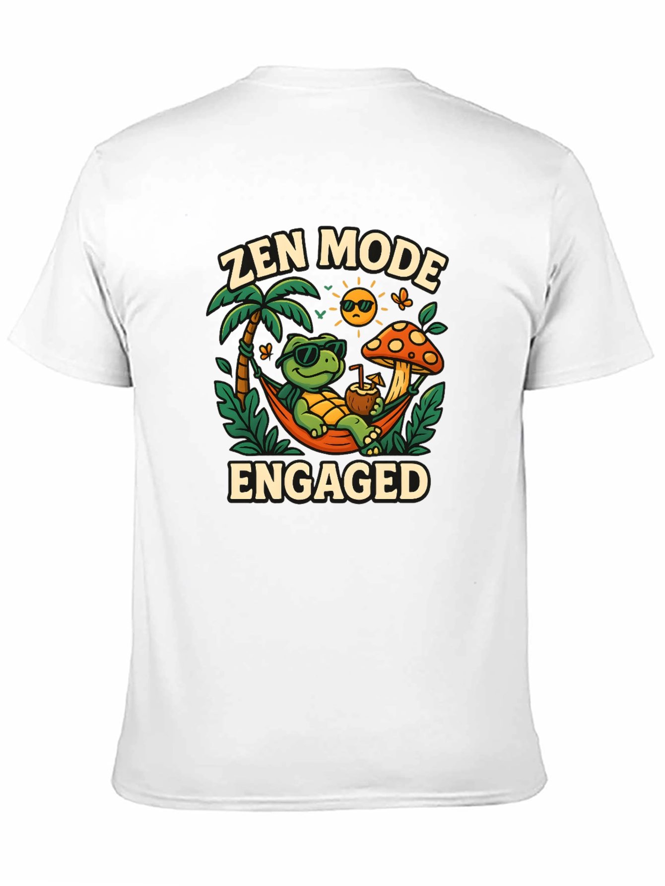 Black Zen Mode Engaged Graphic T-Shirt - Relaxed Turtle Design view 11