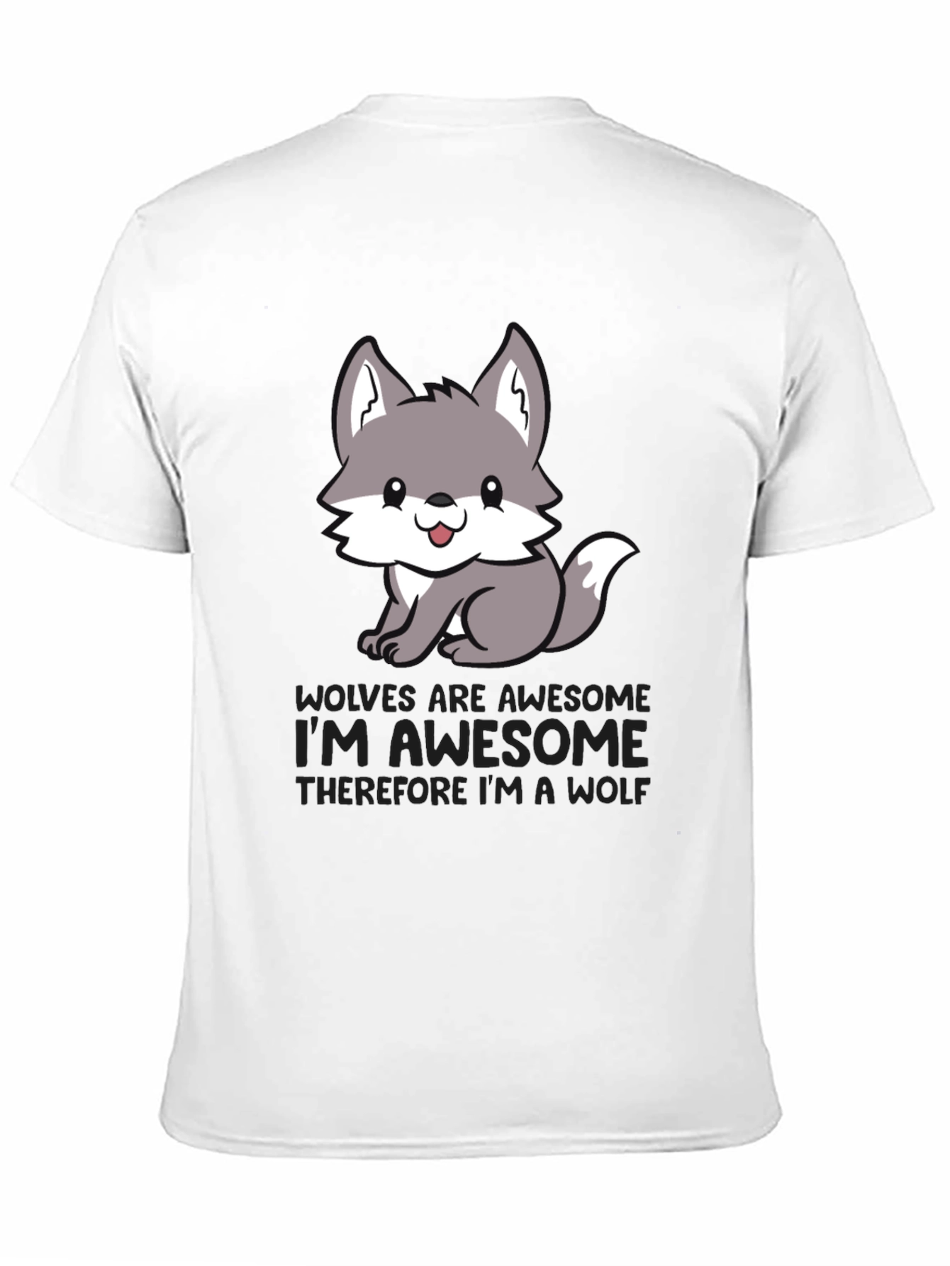 Black Awesome Wolf T-Shirt - Cute Animal Graphic Tee view 11