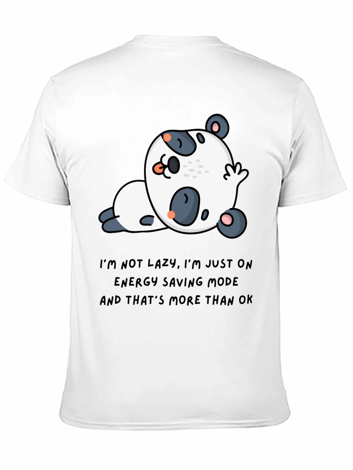 Black Lazy Panda Energy Saving Mode T-Shirt view 11